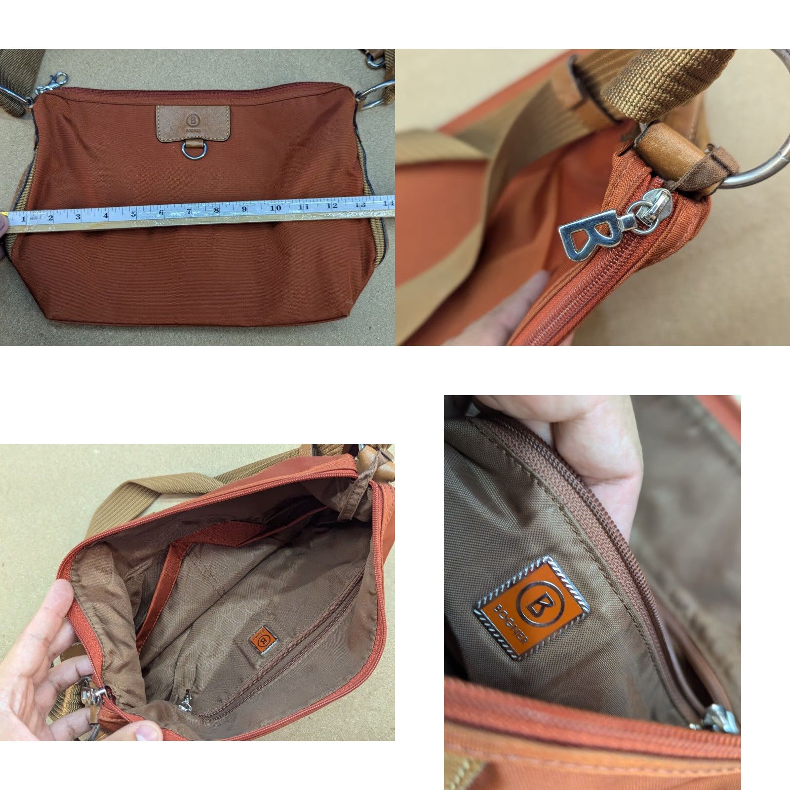 Bogner Bogner Women's Brown Shoulder Hand Bag Ladies Crossbody Solid Nylon Lining Polyester Pockets Zip Casual Medium Brown Womens Bag Size ONE SIZE - 8 Thumbnail