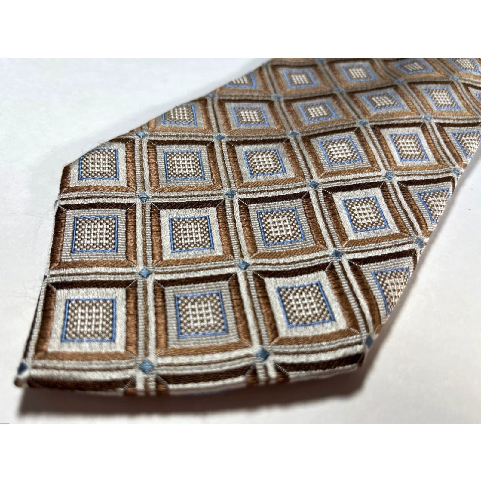 Ermenegildo Zegna Ermenegildo Zegna Men's Tie Geometric Woven Silk Made in Italy - Multicolor, Long Wide 60.5" 3 7/8" Pre-owned Luxury Designer Men’s Silk Necktie Size ONE SIZE - 4 Thumbnail