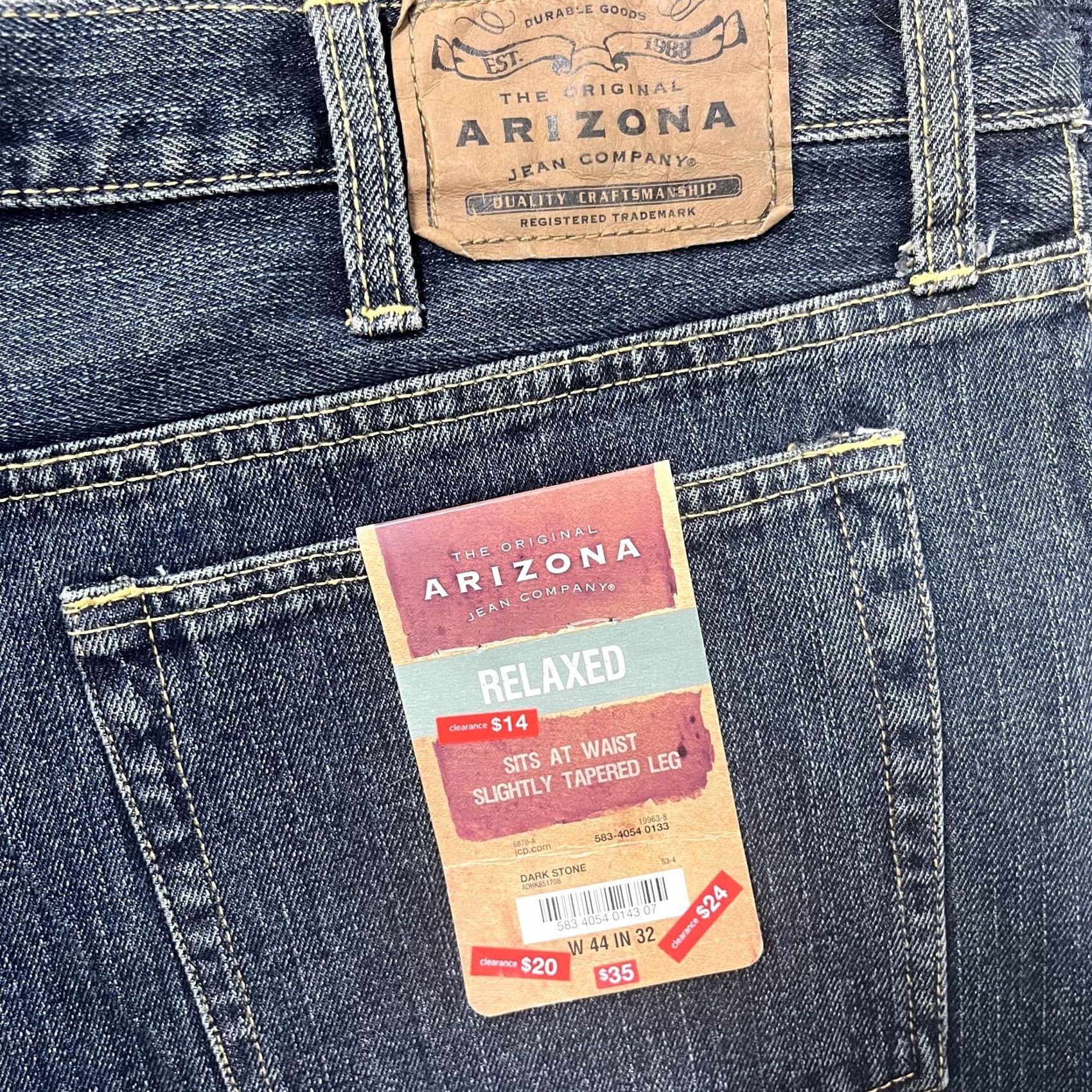 Vintage Arizona Jean Company Jeans Men 44 Big & Tall Stone Denim Relaxed Fit Blue 31 Inseam Size US 44 / EU 60 - 4 Thumbnail