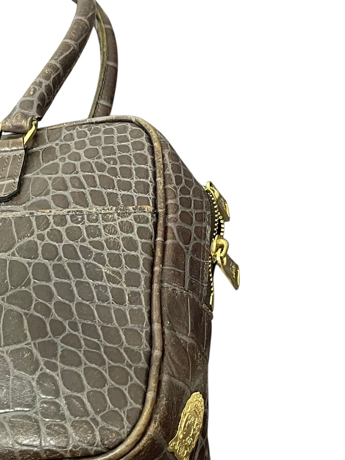 Genuine Leather Crocodile Embossed Cowhide A.D.M.J Japan Hand Bag 1🟩2 Size ONE SIZE - 17 Thumbnail