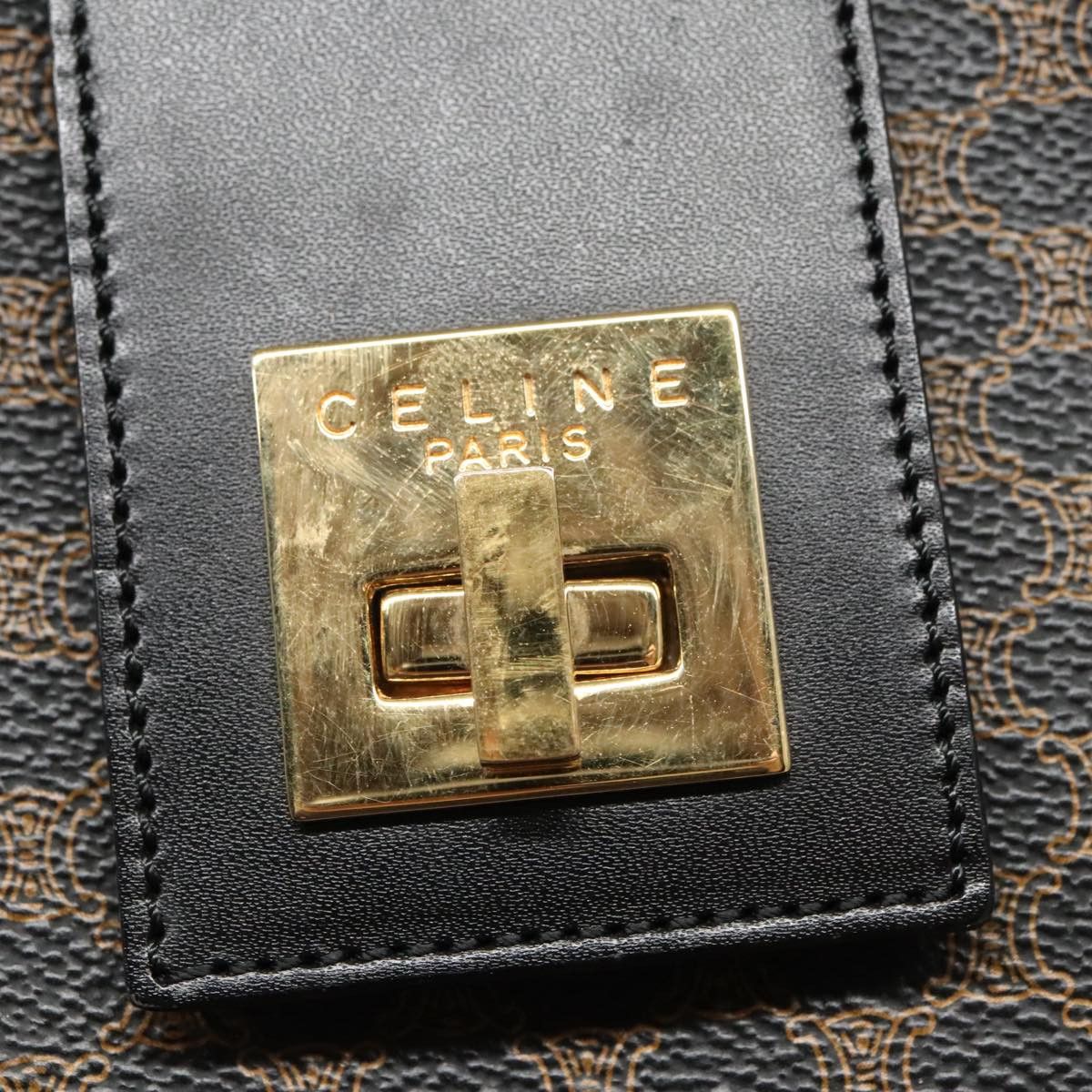 Celine CELINE Macadam Canvas Shoulder Bag Pvc Leather Black Gold Size ONE SIZE - 9 Thumbnail
