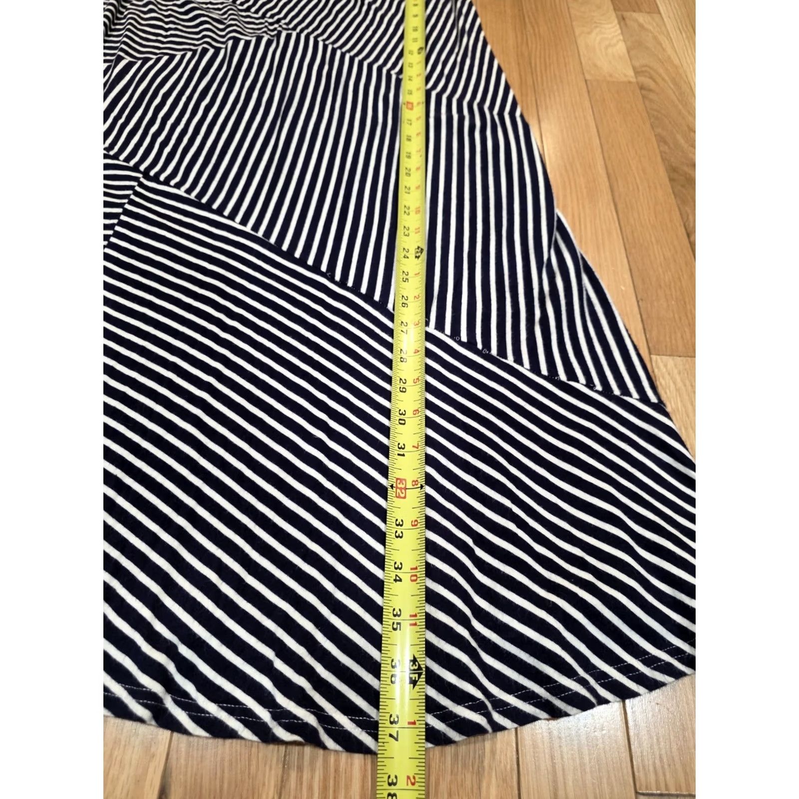 Coldwater Creek Coldwwater Creek Skirt Maxi PXL Navy Geometric Stripe Stretch Pull-on Women Size 40" / US 18 - 3 Thumbnail