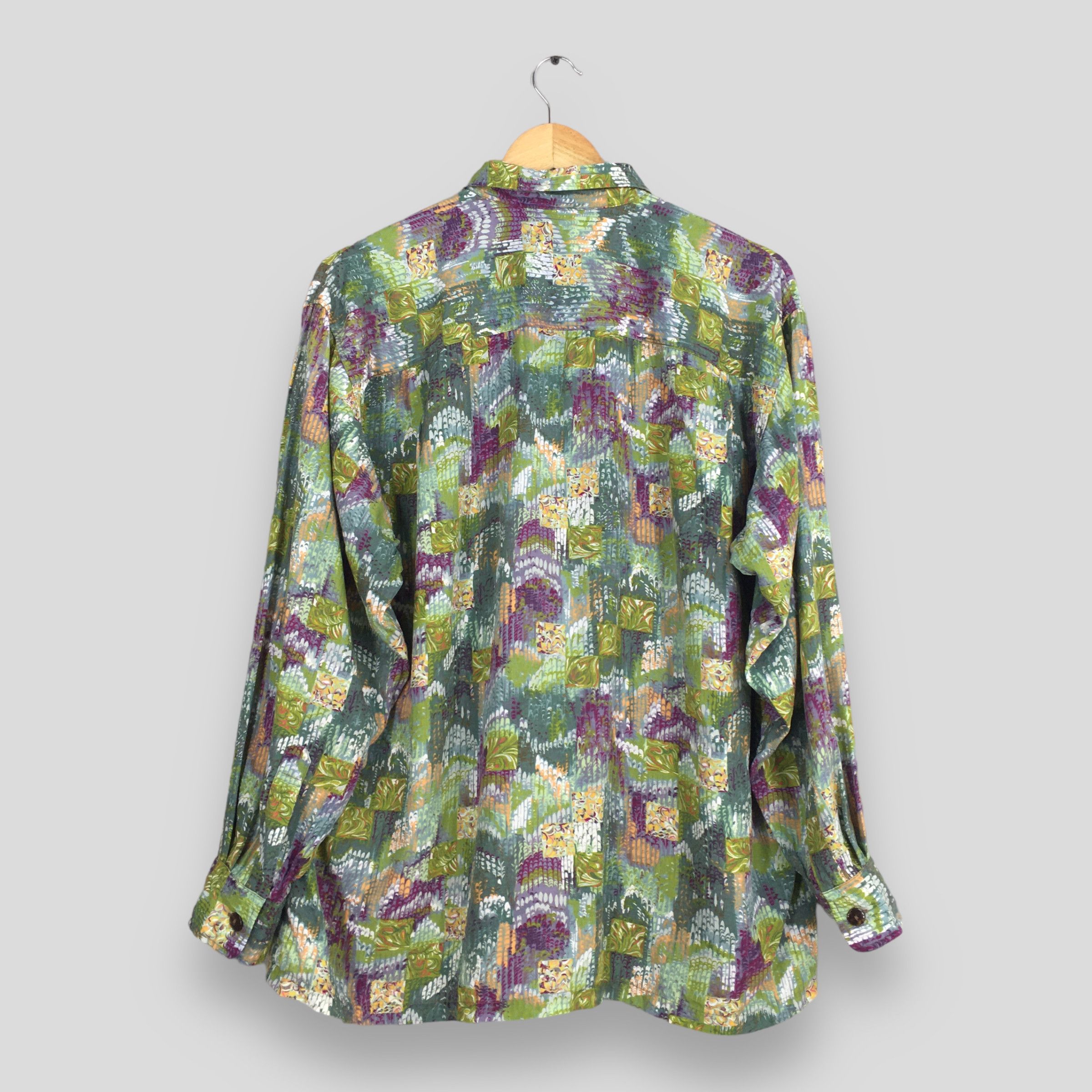 Vintage Vintage 90s Patchwork Abstract Funky Rayon Shirt XL Size US XL / EU 56 / 4 - 7 Thumbnail