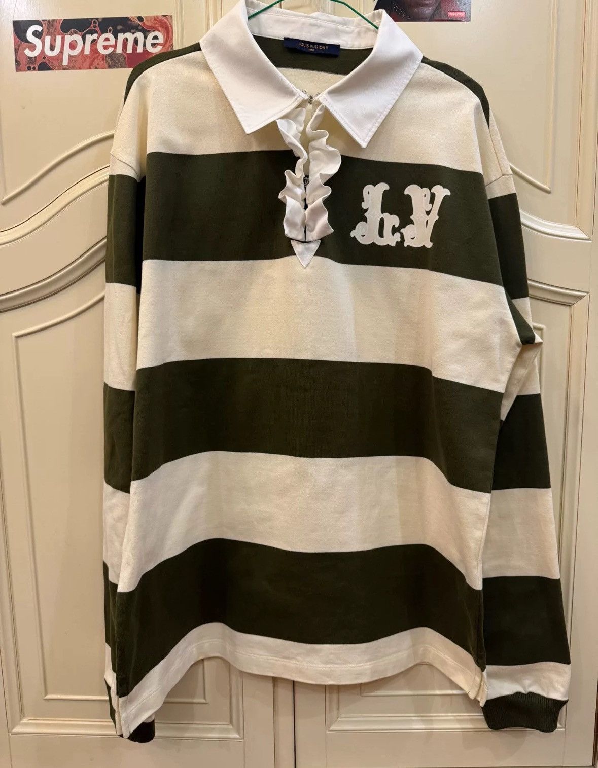 Louis Vuitton louis vuitton24 new green lettering logo striped polo-2507 Size US XL / EU 56 / 4 - 1 Thumbnail