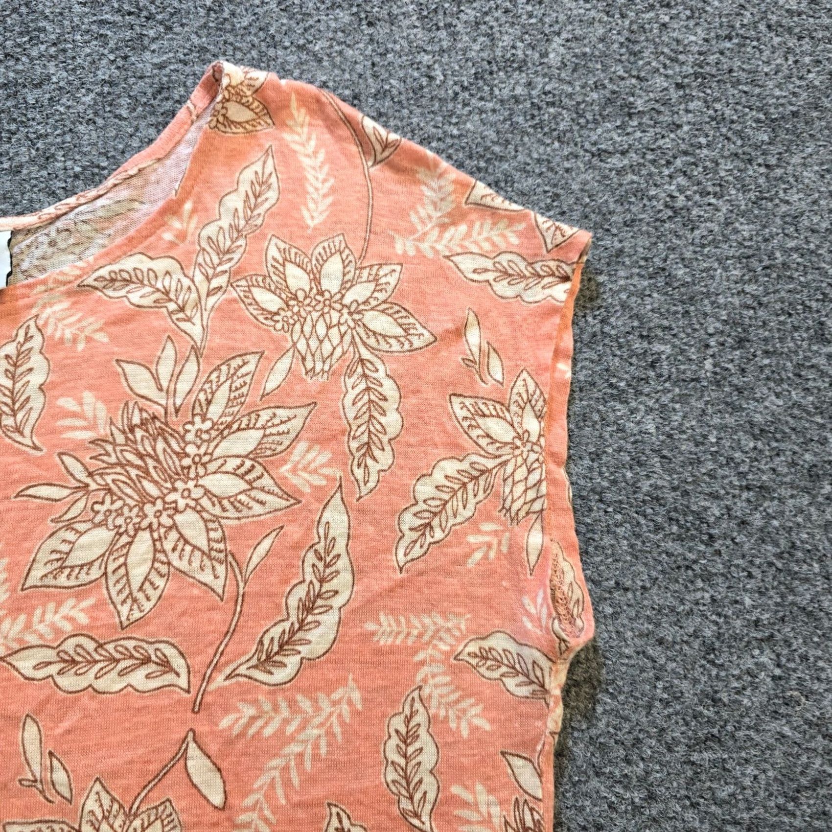 Rachel Zoe Rachel Zoe Top Womens 2X Orange Floral Linen Short Sleeve Casual Knit Blouse Womens Size XXL / US 16-18 / IT 52-54 - 4 Thumbnail