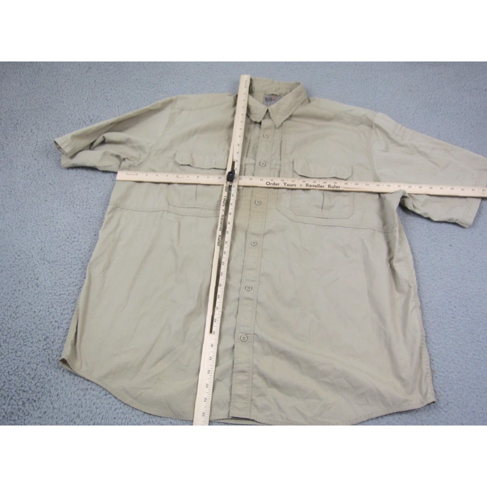 Vintage 5.11 Tactical Shirt 2XLT Beige Tan Short Sleeve Button-Up Collared Pockets Canvas Workwear 90s Mens Size US XXL / EU 58 / 5 - 5 Thumbnail