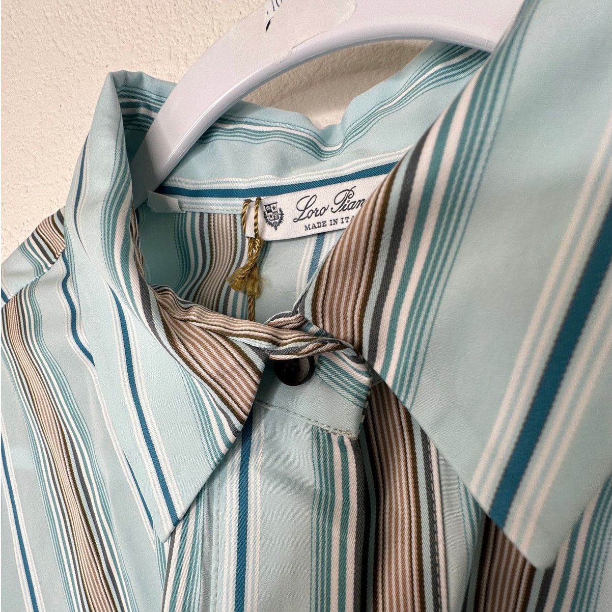 Loro Piana NWT Loro Piana Teal White Stripe Button Tie Sash Wrap Dress Size XL / US 12-14 / IT 48-50 - 5 Thumbnail