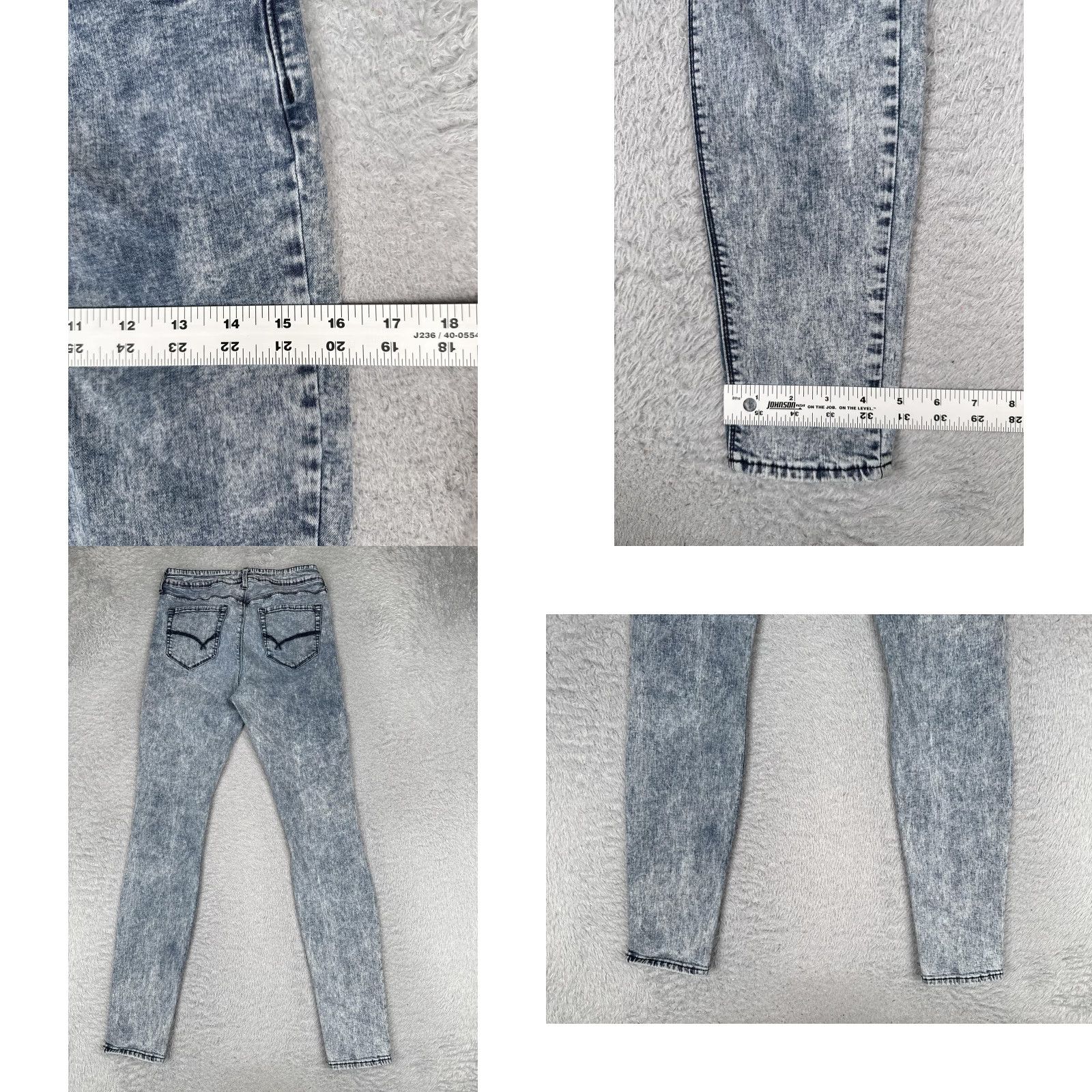 Vintage Bullhead Juniors Jegging Jeans Gray Acid Wash Mid Rise 25in Waist 7 inseam 29in Slim 5-Pocket Denim Womens Size 28" / US 6 / IT 42 - 9 Thumbnail