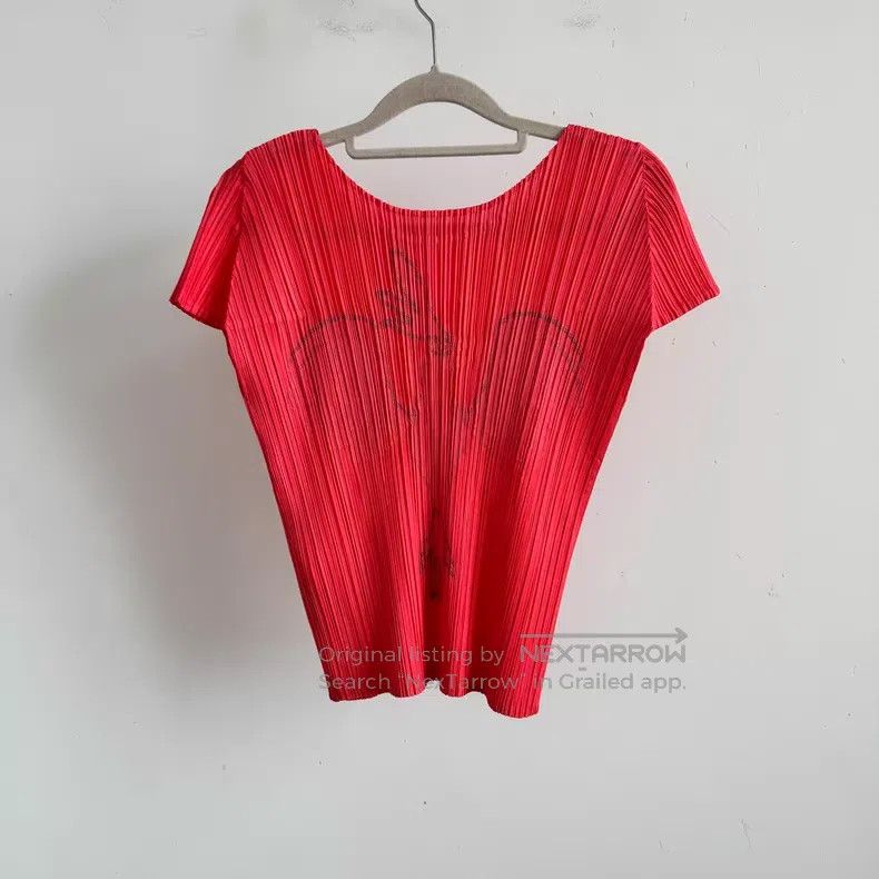 Issey Miyake Issey Miyake Red Short Sleeve Size L / US 10 / IT 46 - 2 Thumbnail