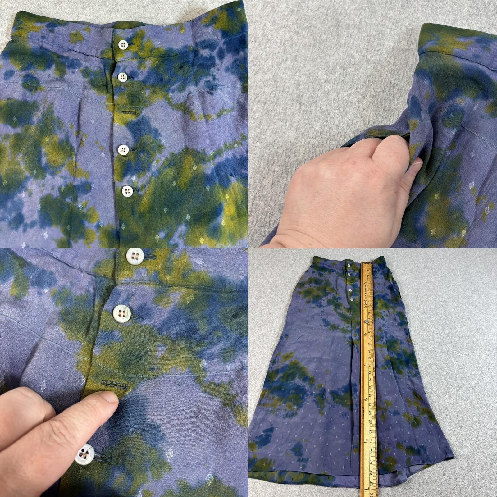 Vintage VINTAGE Michele Domercq Silk Skirt Shirt Women 38 Purple Tye-dye Maxi Boho France READ Size XS / US 0-2 / IT 36-38 - 8 Thumbnail