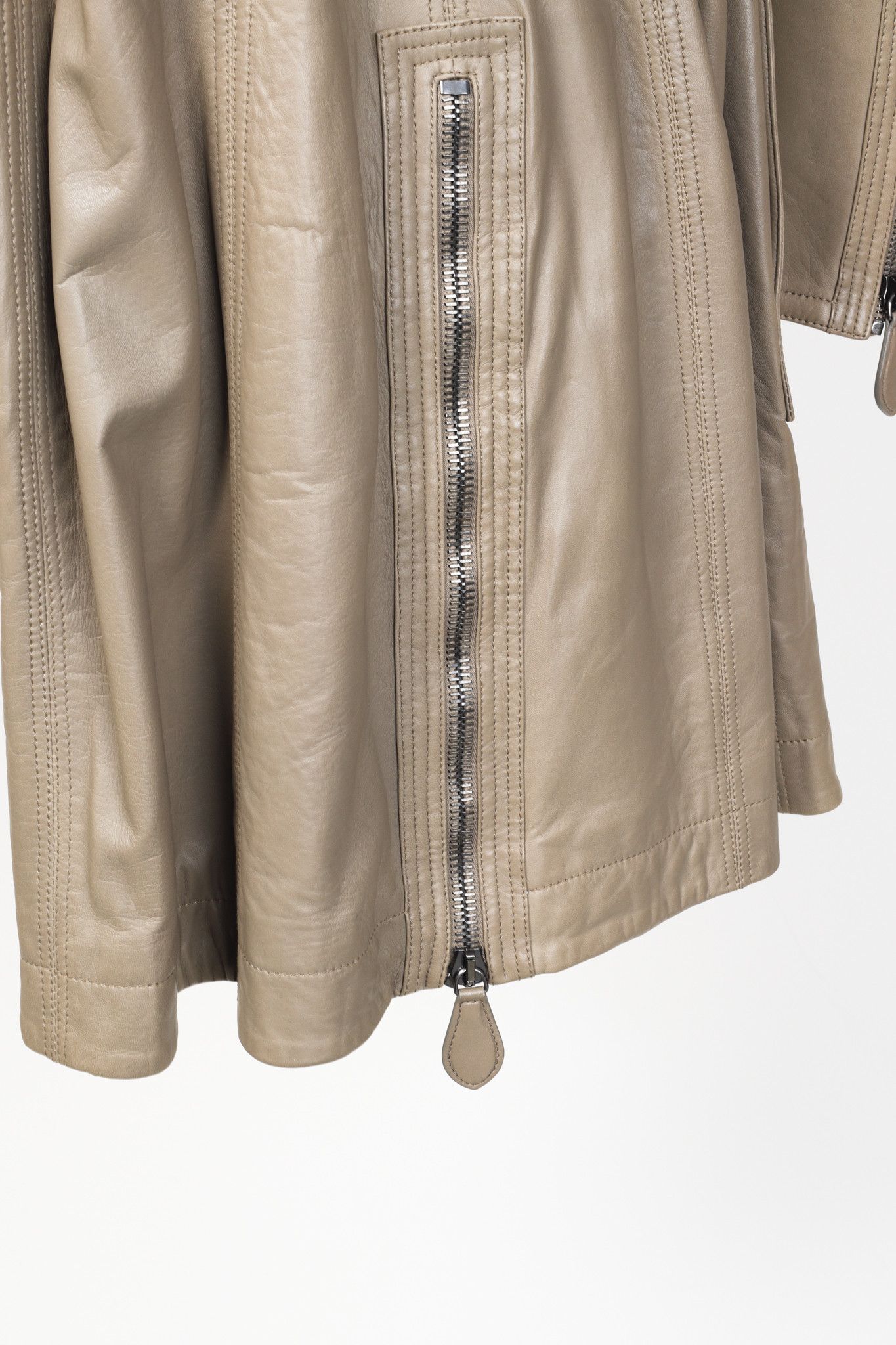 Burberry Burberry Taupe Grey Brown Leather Moto Trench Coat Size M / US 6-8 / IT 42-44 - 9 Thumbnail
