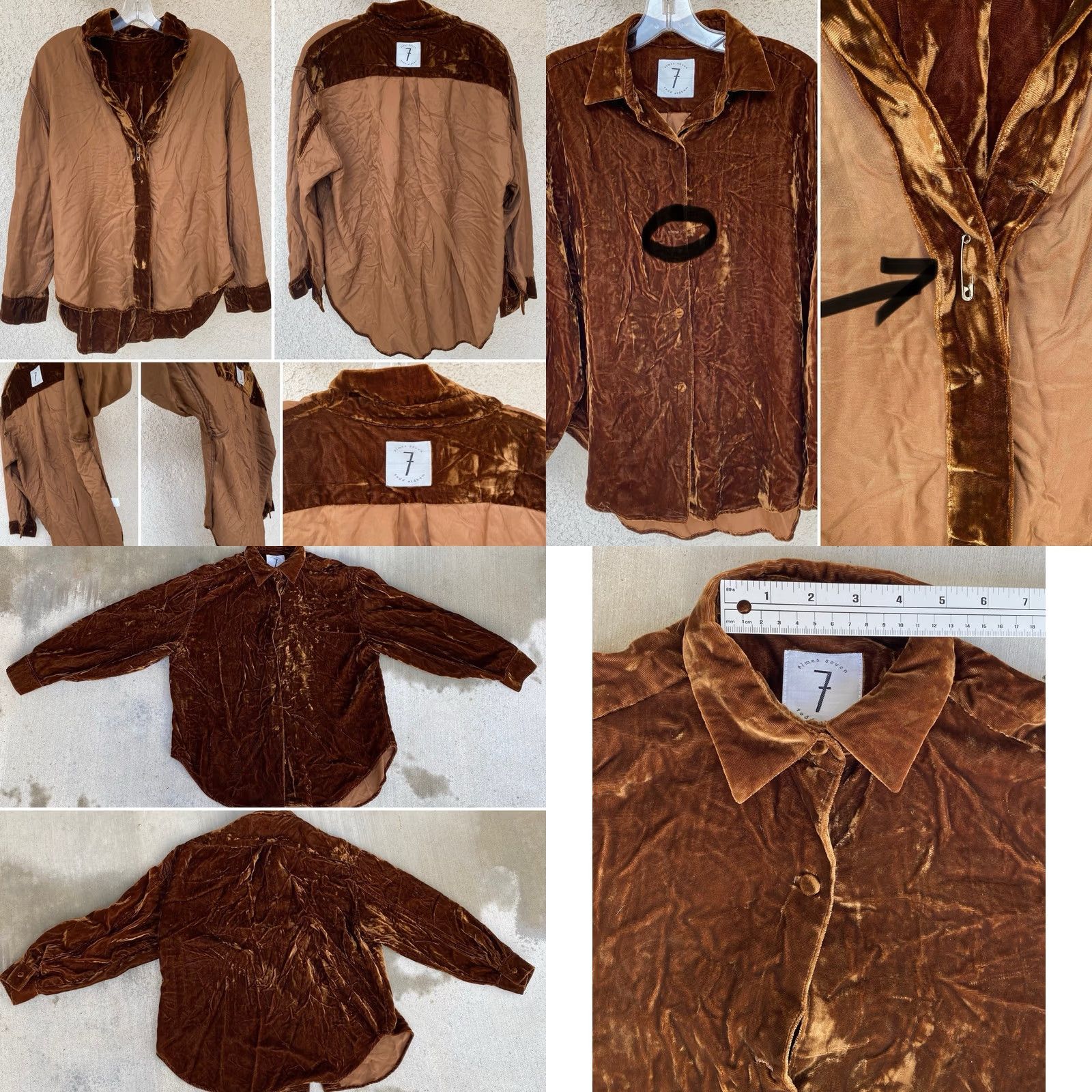 Vintage VINTAGE Times Seven Todd Oldham Button-Up Shirt Petite Brown Velvet Rayon 90s 00s Womens Size S / US 4 / IT 40 - 10 Thumbnail