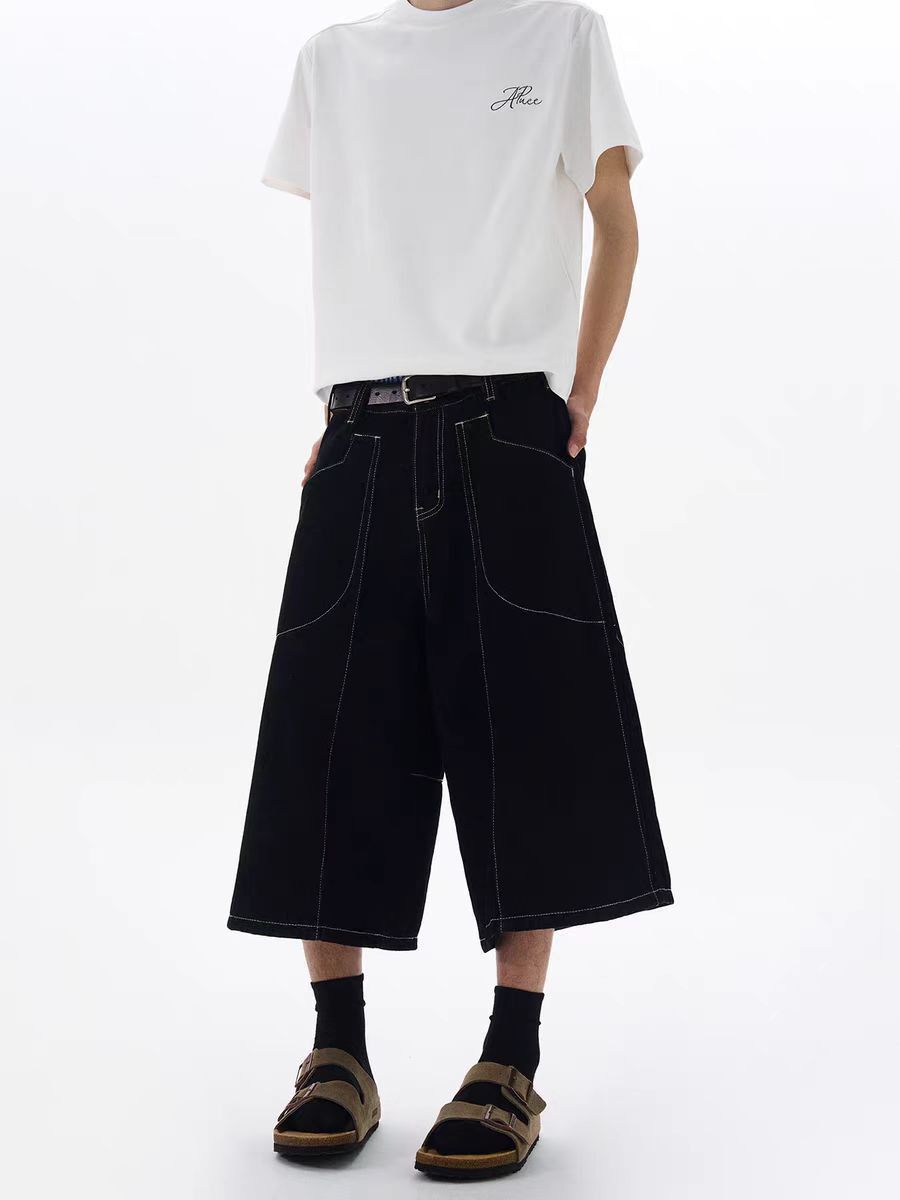 Japanese Brand Vintage brightline black baggy straight leg 7 pants Size US 30 / EU 46 - 3 Thumbnail