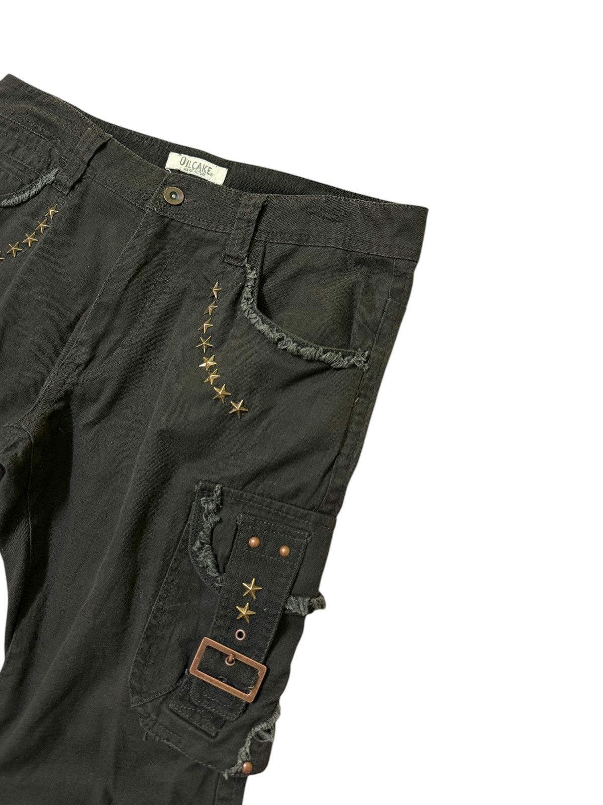 Japanese Brand Vintage Flare Oilcake Bondage Studded Pocket Cargo Pant Size US 33 - 7 Thumbnail