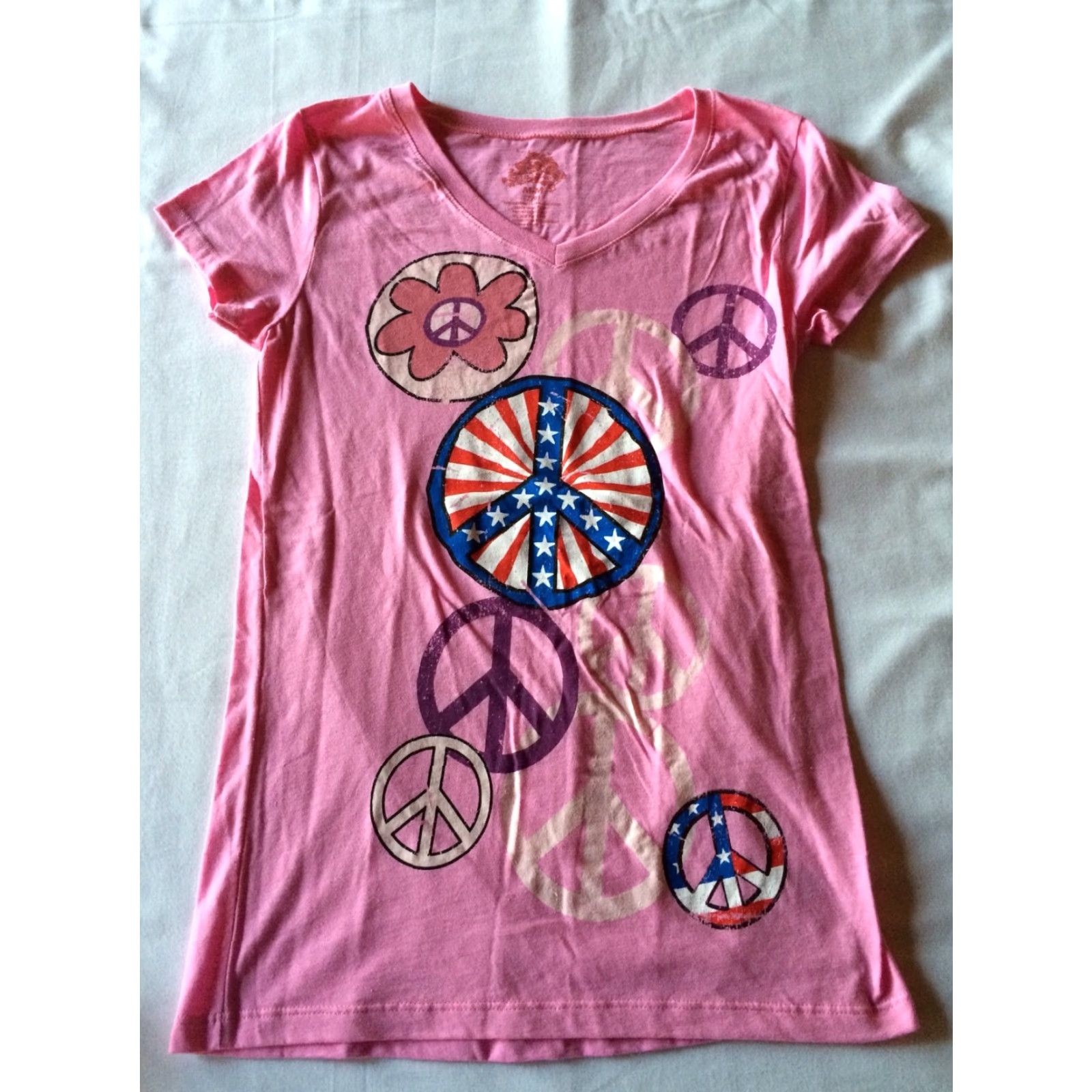 Pinko VINTAGE Peace Symbols Print Women's T Shirt Sz M Pink Tee 7/9 Size M / US 6-8 / IT 42-44 - 5 Thumbnail