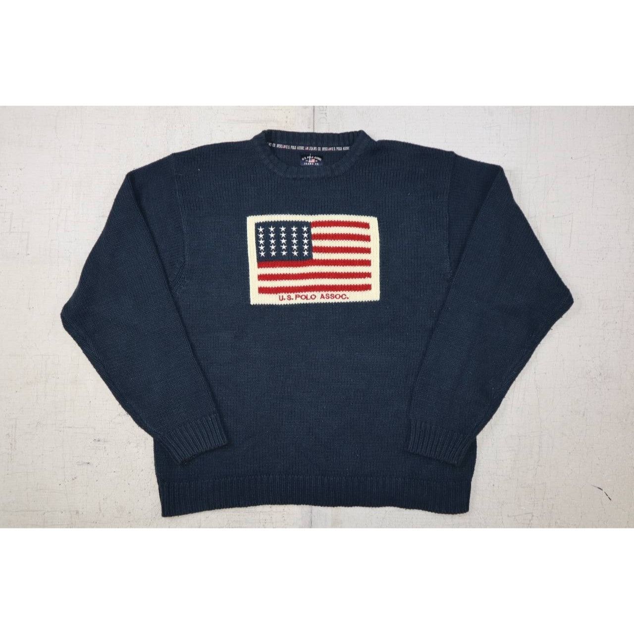 Polo Ralph Lauren U.S. Polo Association Sweater Navy Blue Acrylic Knit Round Size US XL / EU 56 / 4 - 1 Thumbnail
