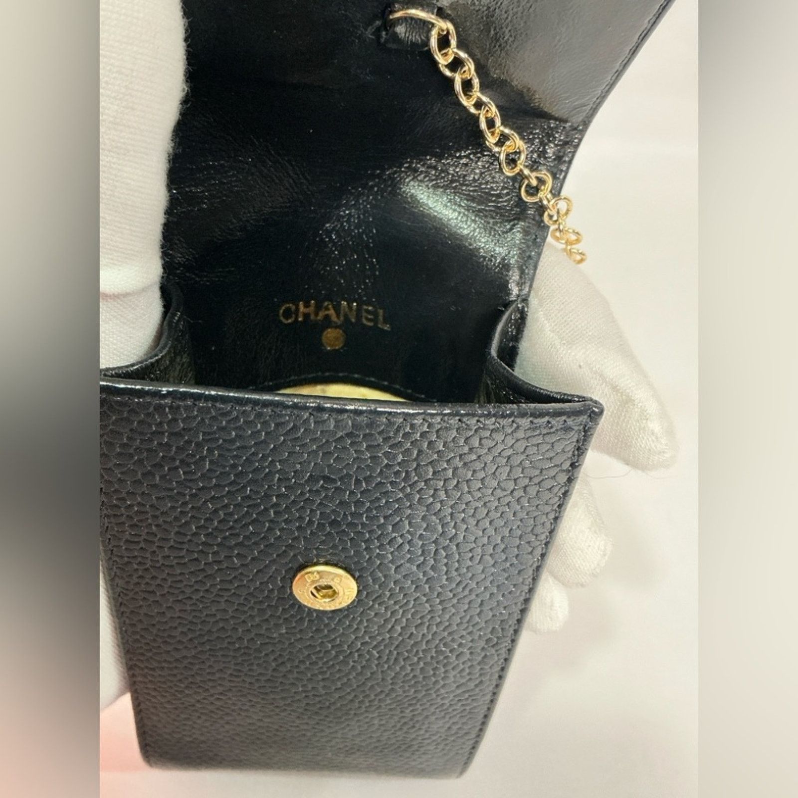 Chanel Authentic CHANEL Coco Mark Grained Calfskin Pen Case w/Chain Size ONE SIZE - 5 Thumbnail