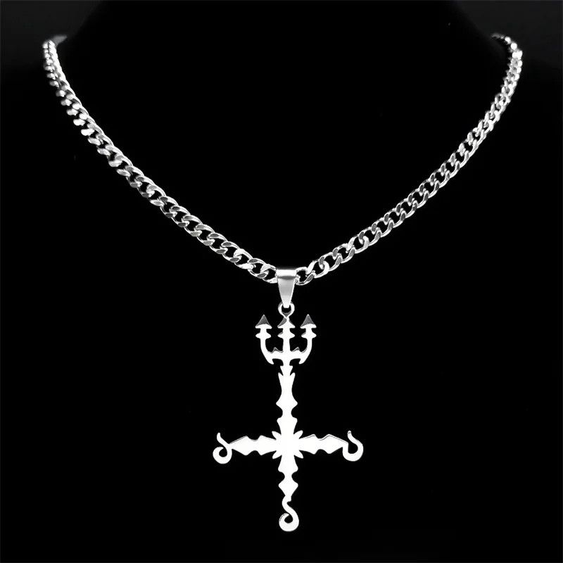 Jewelry 666 Satan Inverted Cross Trident Demonic Pendant Talisman Size ONE SIZE - 2 Thumbnail