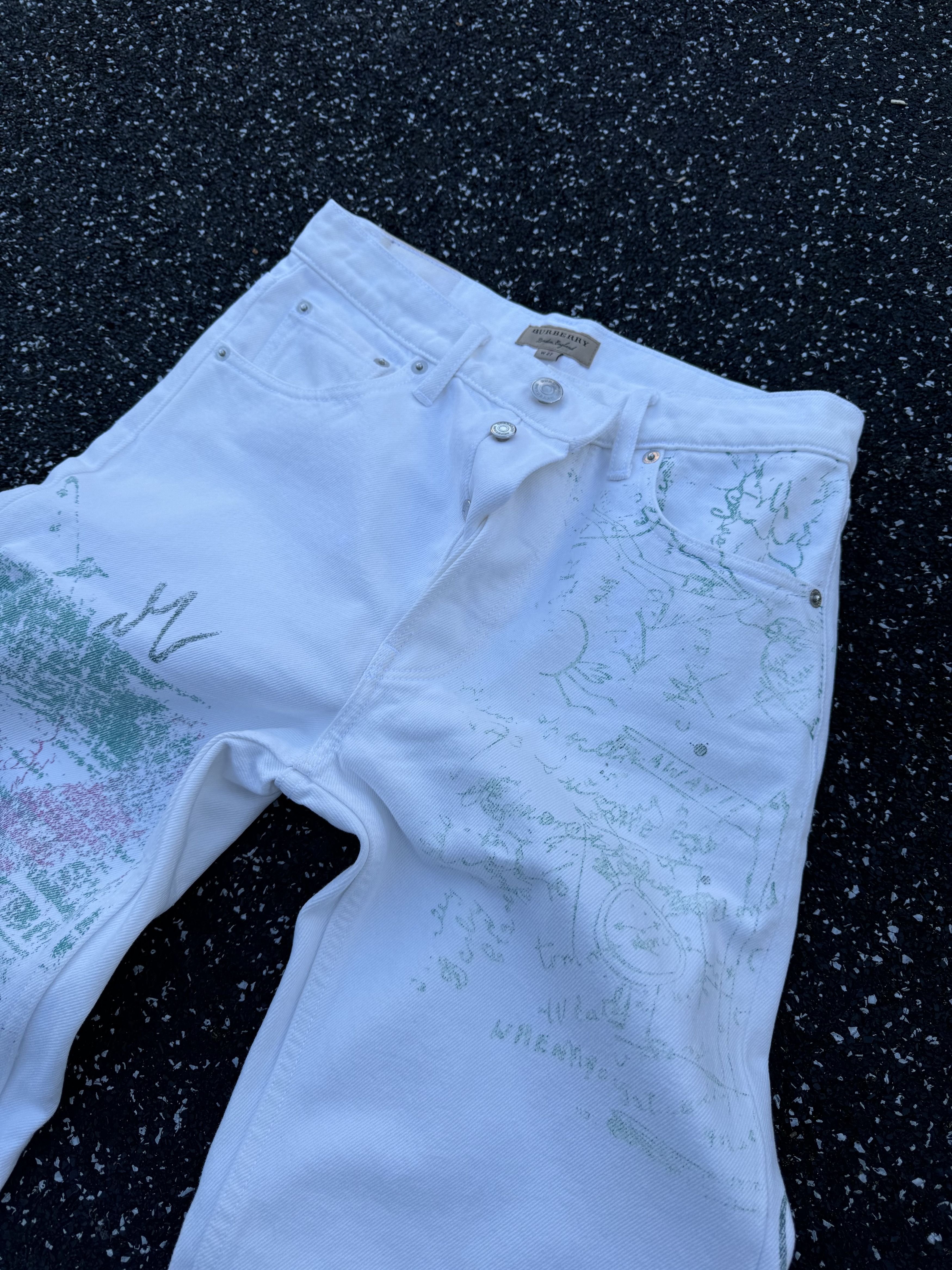 Burberry Burberry Rare Printed White Jeans Size 27" / US 4 / IT 40 - 3 Thumbnail
