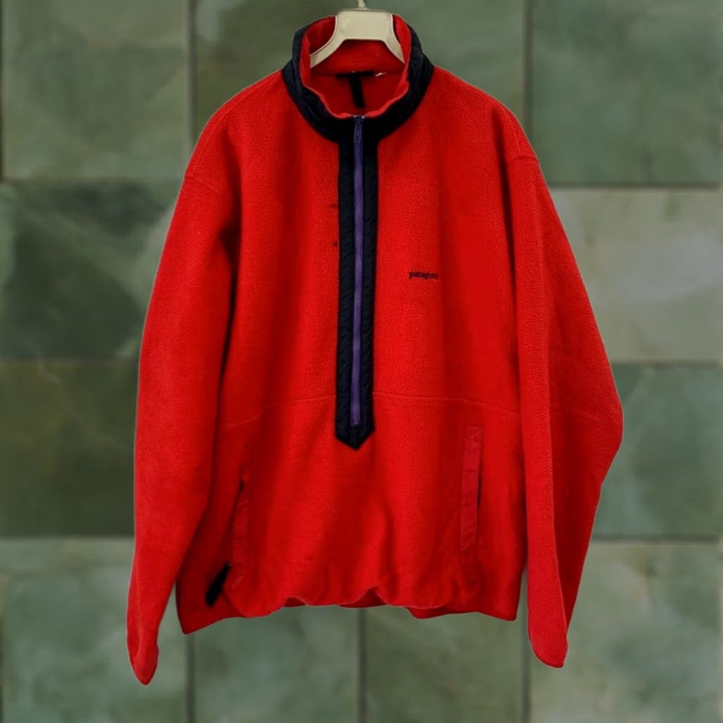 Patagonia VINTAGE Patagonia Synchilla Fleece Pullover Jacket Men’s L Red USA Snap-T Style Size US L / EU 52-54 / 3 - 1 Thumbnail