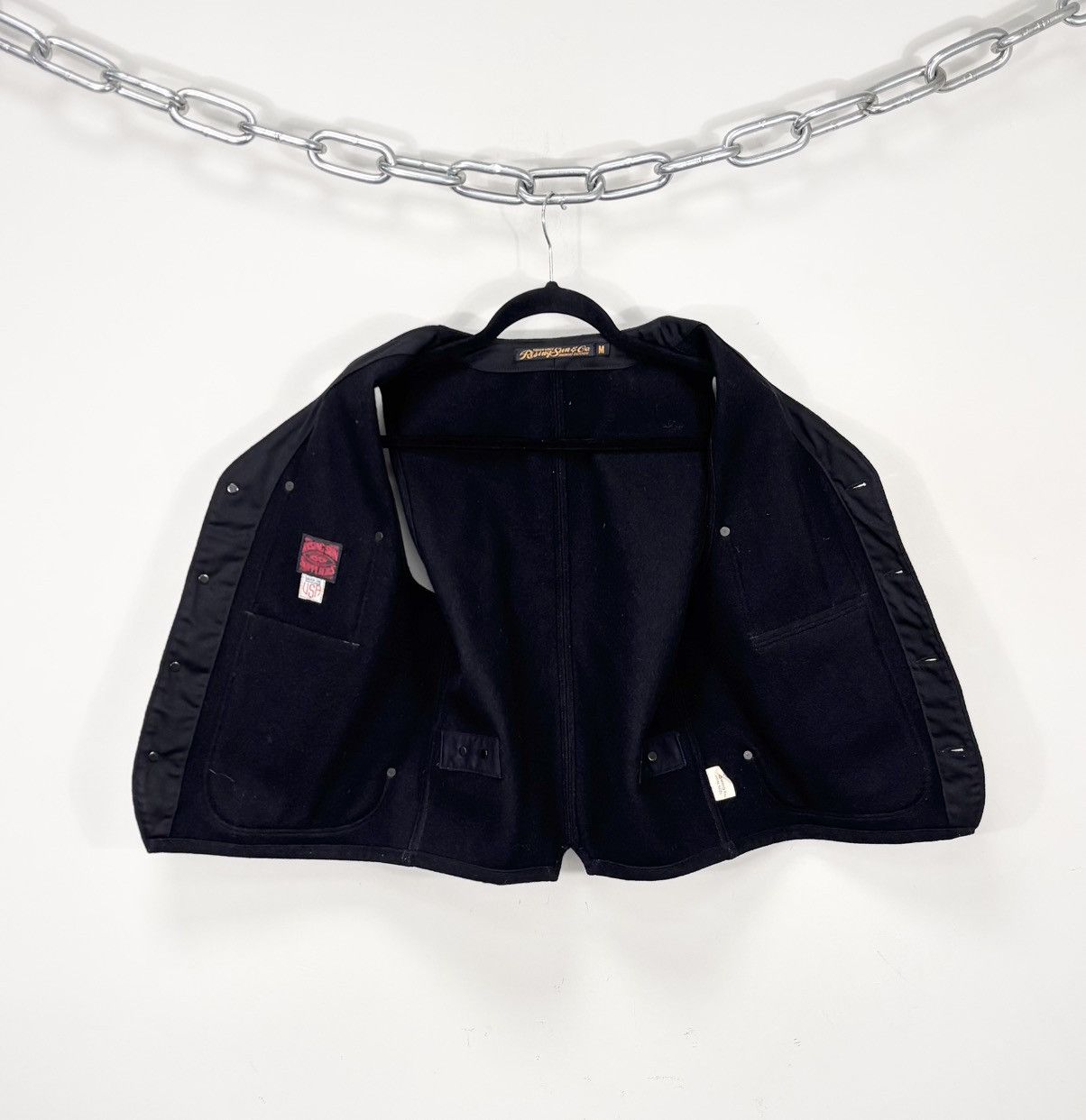 Rising Sun & Co. Rising Sun & Co Men’s Black Wool Vest Gilet Jacket Size US M / EU 48-50 / 2 - 8 Thumbnail