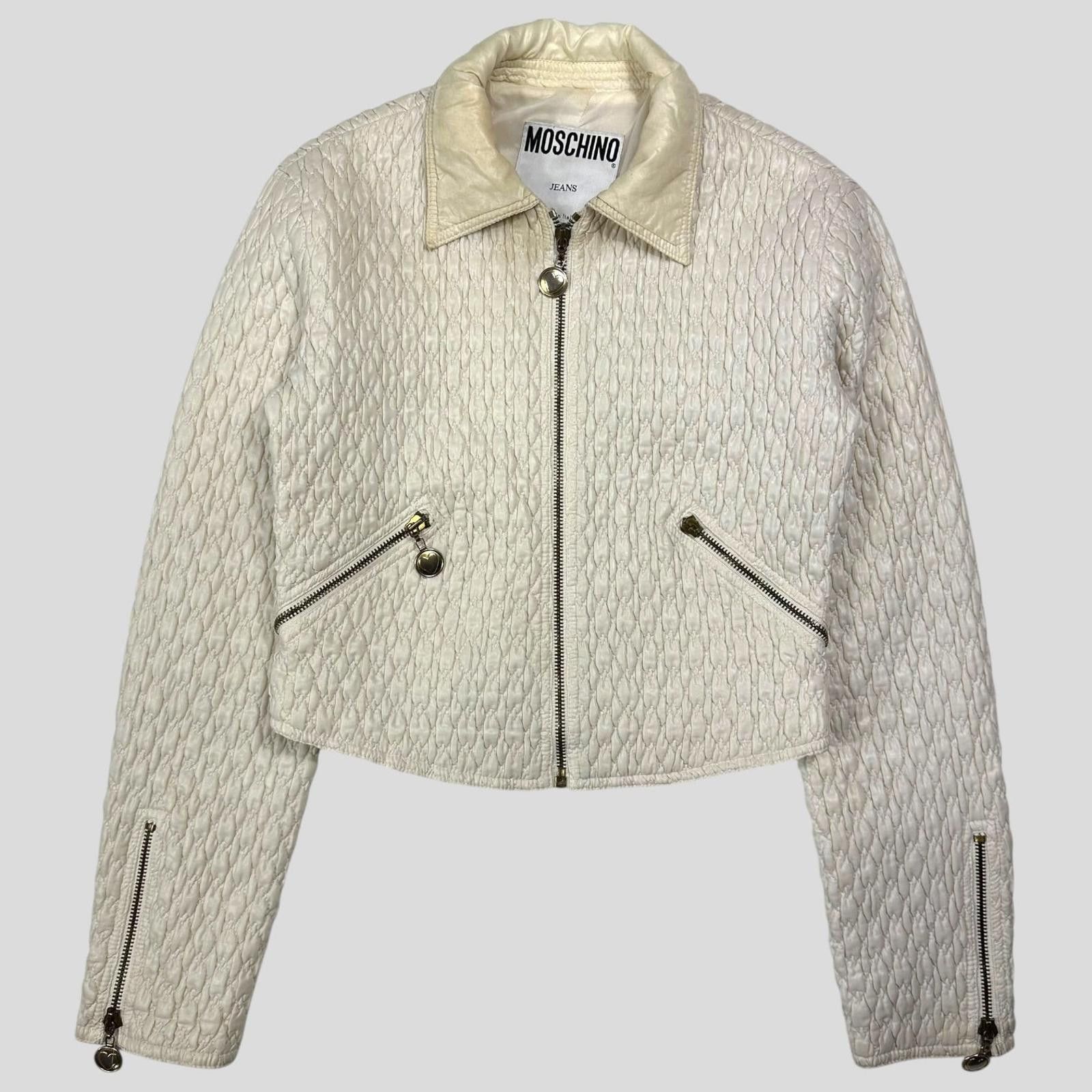 Moschino Moschino Jeans 90’s Textured Cropped Love Heart Zip Jacket S Size XS / US 0-2 / IT 36-38 - 1 Thumbnail