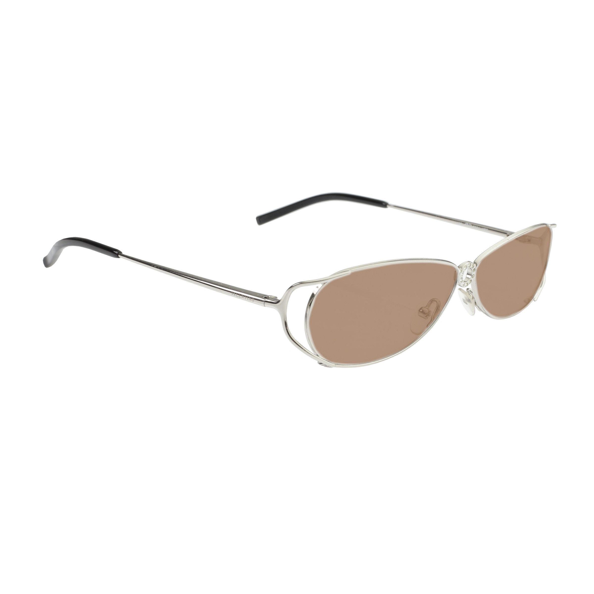Valentino Valentino '90s Crystals Silver Frames Sunglasses Brown Size ONE SIZE - 1 Thumbnail