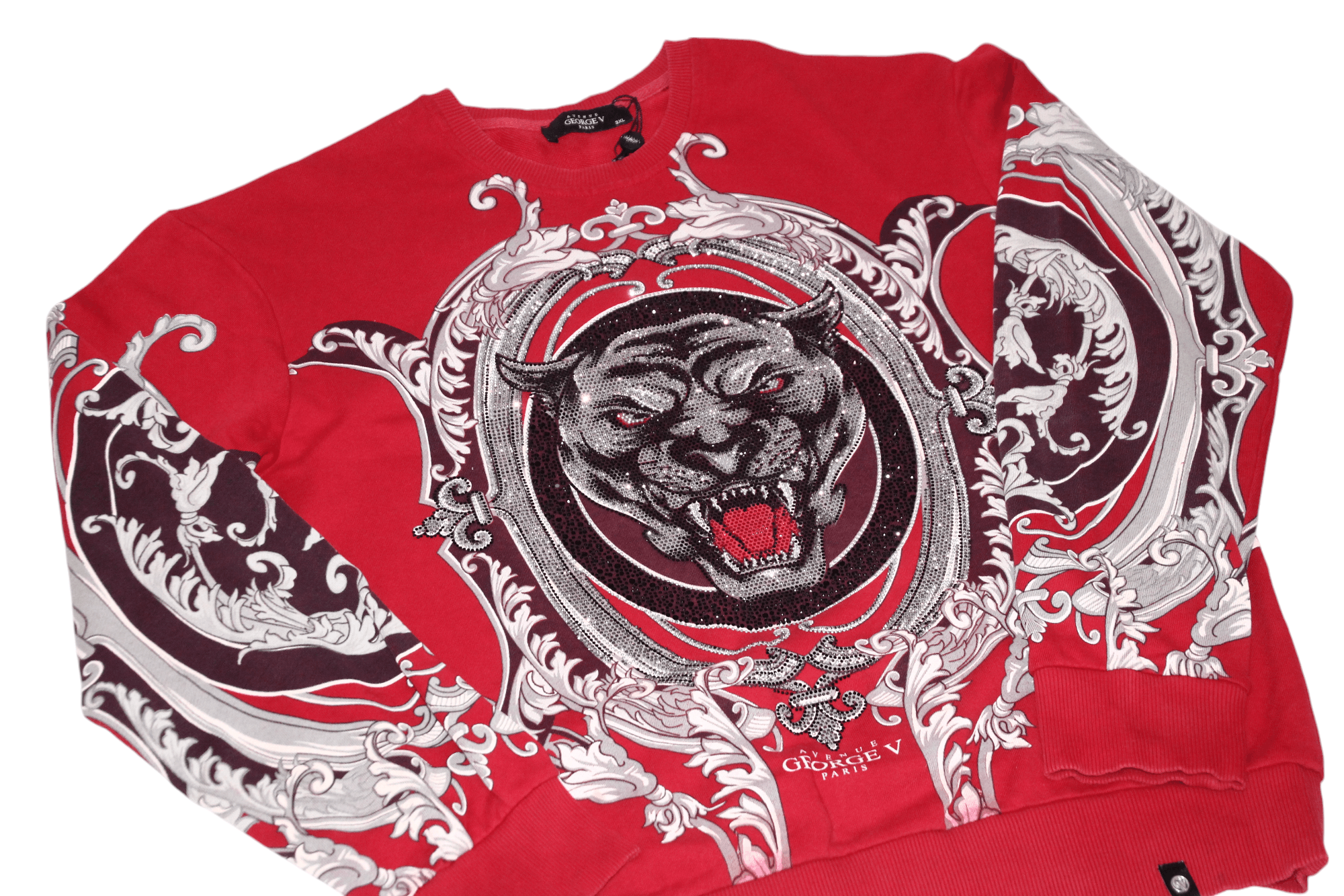 Christian Audigier Avenue George V Paris Panthere Baroque Rhinestones Crew L/S Size US XXL / EU 58 / 5 - 8 Thumbnail