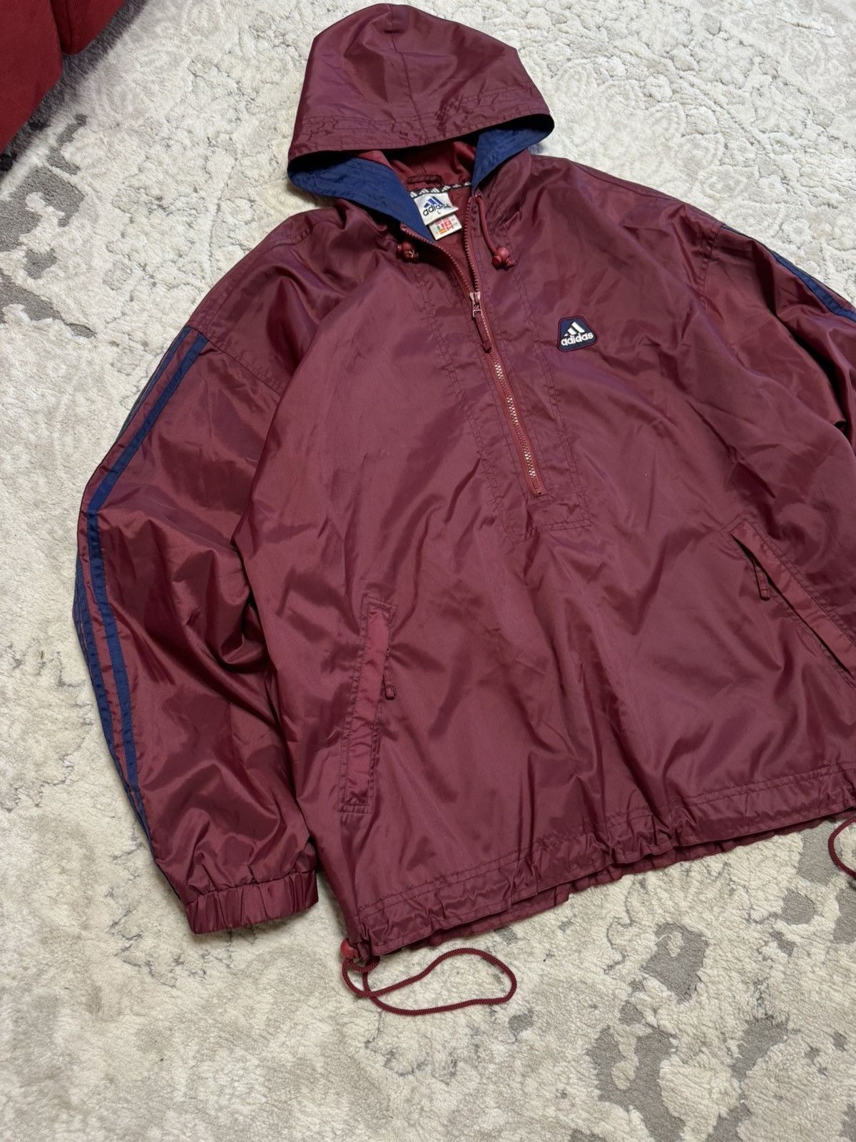 Adidas × Vintage Vintage Adidas Burgundy Anorak Nylon Jacket Size US XL / EU 56 / 4 - 3 Thumbnail