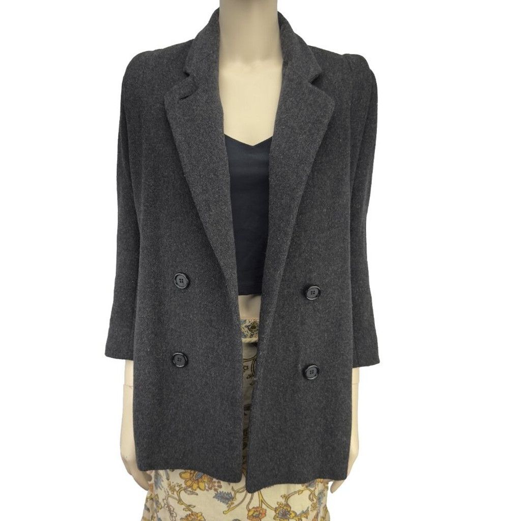 Vintage VINTAGE Pavillon Gray Power Shoulders Tailored Jacket Size S Size XS / US 0-2 / IT 36-38 - 4 Thumbnail