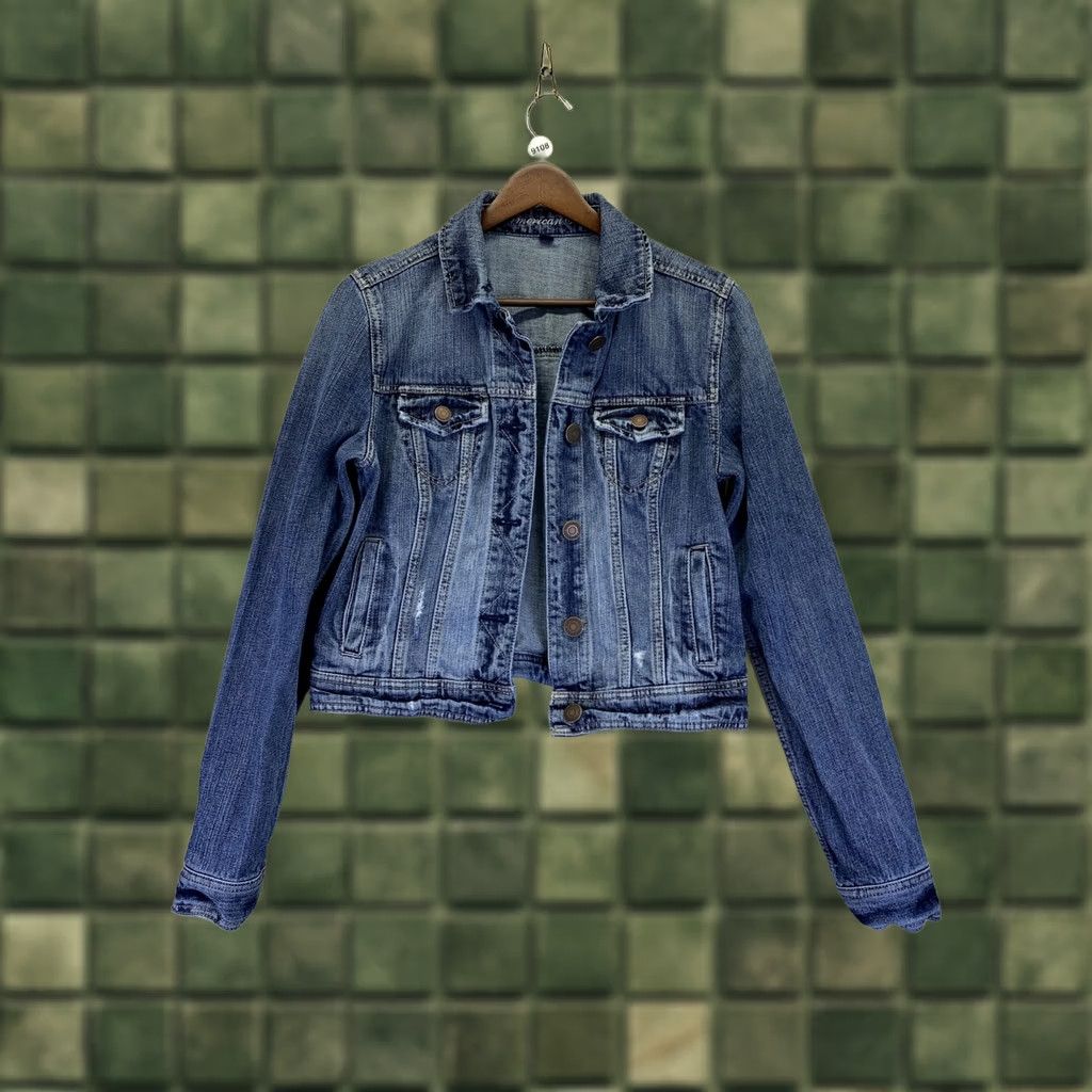 Vintage VINTAGE American Eagle Jacket Womens Teens Medium Distressed Denim Blue 9108 - denim jacket for teens, American Eagle, casual, girls? Size M / US 6-8 / IT 42-44 - 1 Thumbnail