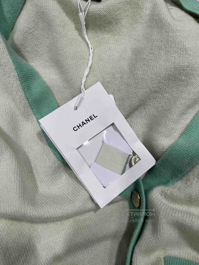 Chanel Chanel Mint green two-pocket knitted cardigan coat Size XXS / US 00 / IT 34 - 5 Thumbnail