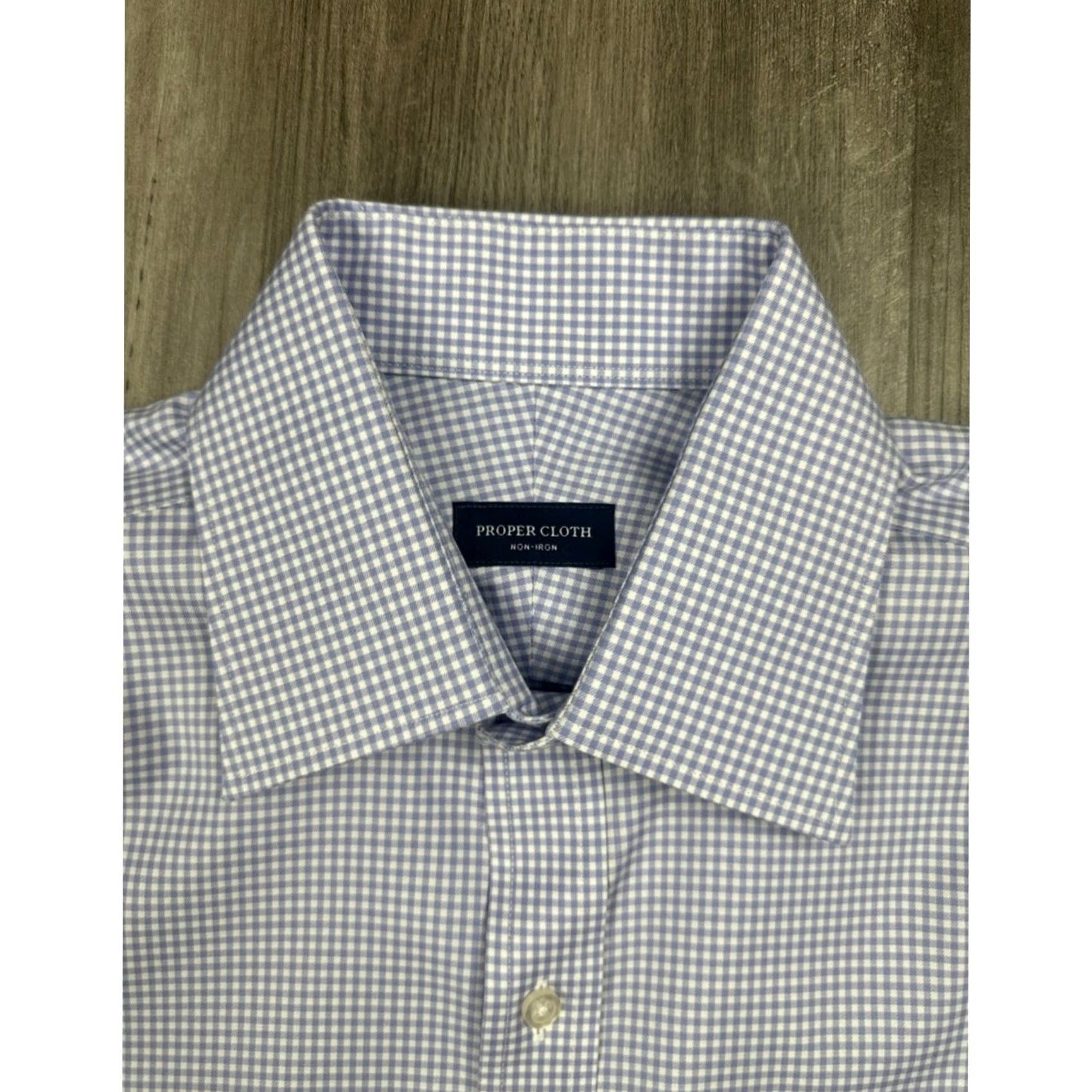 Proper Cloth Proper Cloth Non-Iron Stretch Supima Micro Gingham Long Sleeve - 16 / 34 (L) Purple Men Long Sleeve Adult Large Mens Size US L / EU 52-54 / 3 - 5 Thumbnail