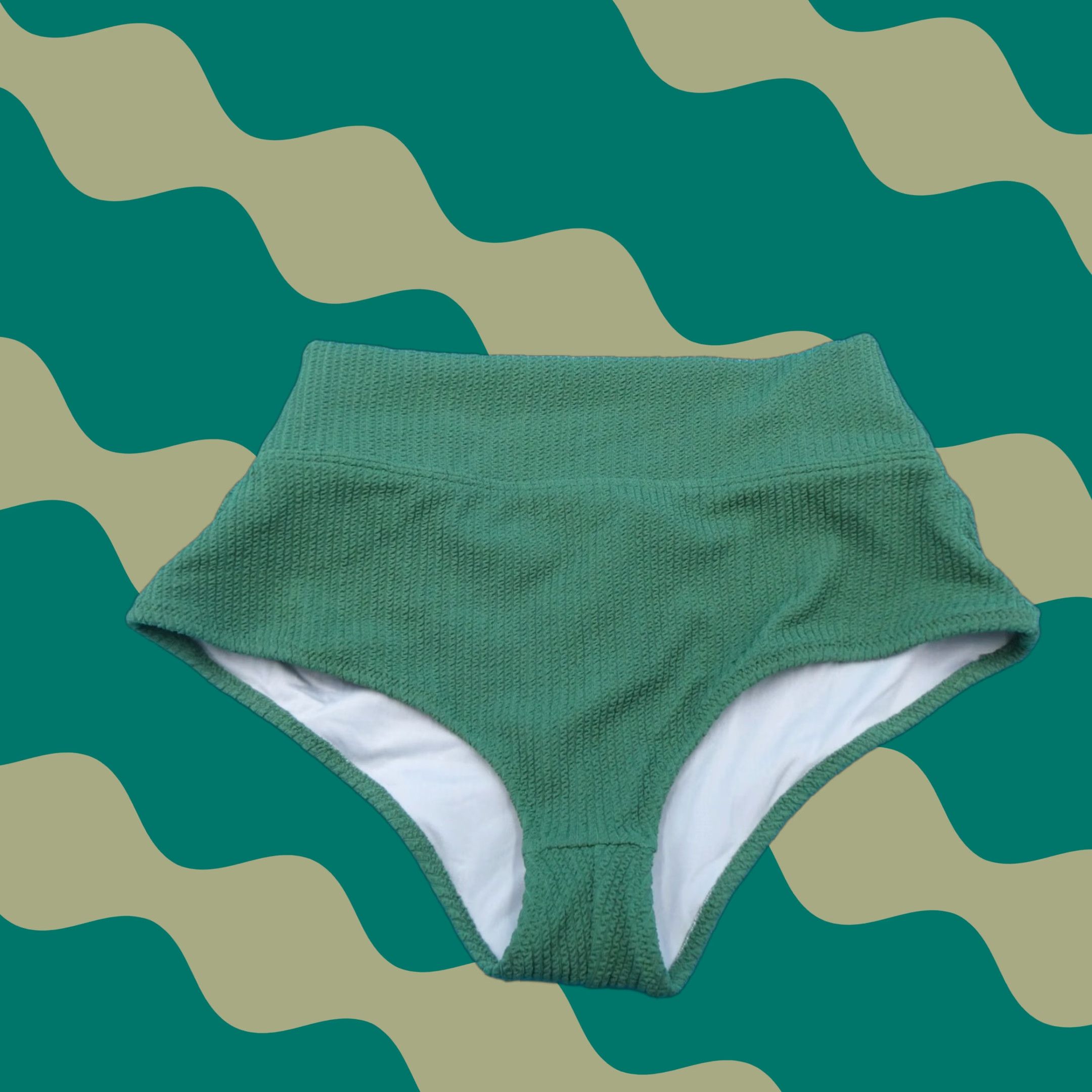 VictoRIA’s Secret Green Ribbed Brazilian High Waist Bikini Bottom Swimwear M Adult Women Bottom Green Victoria\'s Secret Beach Hipster Quick Dry Logo