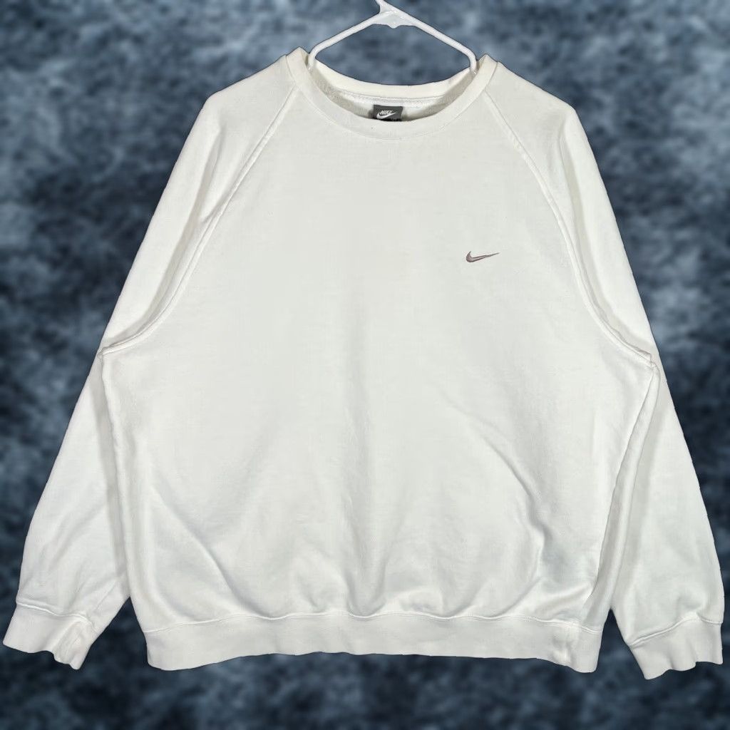 VINTAGE Nike Sweatshirt 90s White Crewneck Adult XL Rose Gold Swoosh Mens