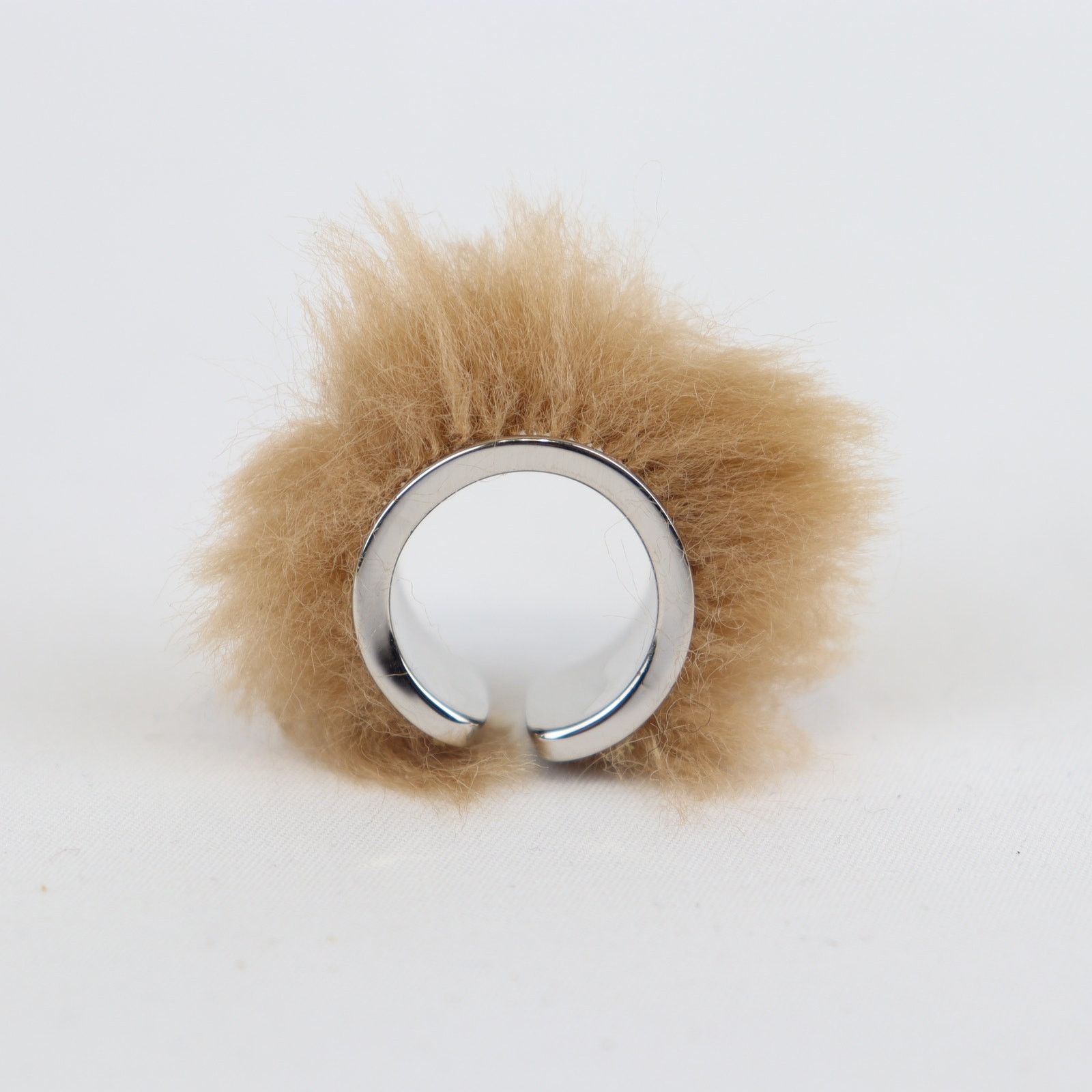 Maison Margiela o1rshd1 Size: 2 / MM6 Brass Ring with Faux Fur Silver/Brown Size ONE SIZE - 1 Thumbnail