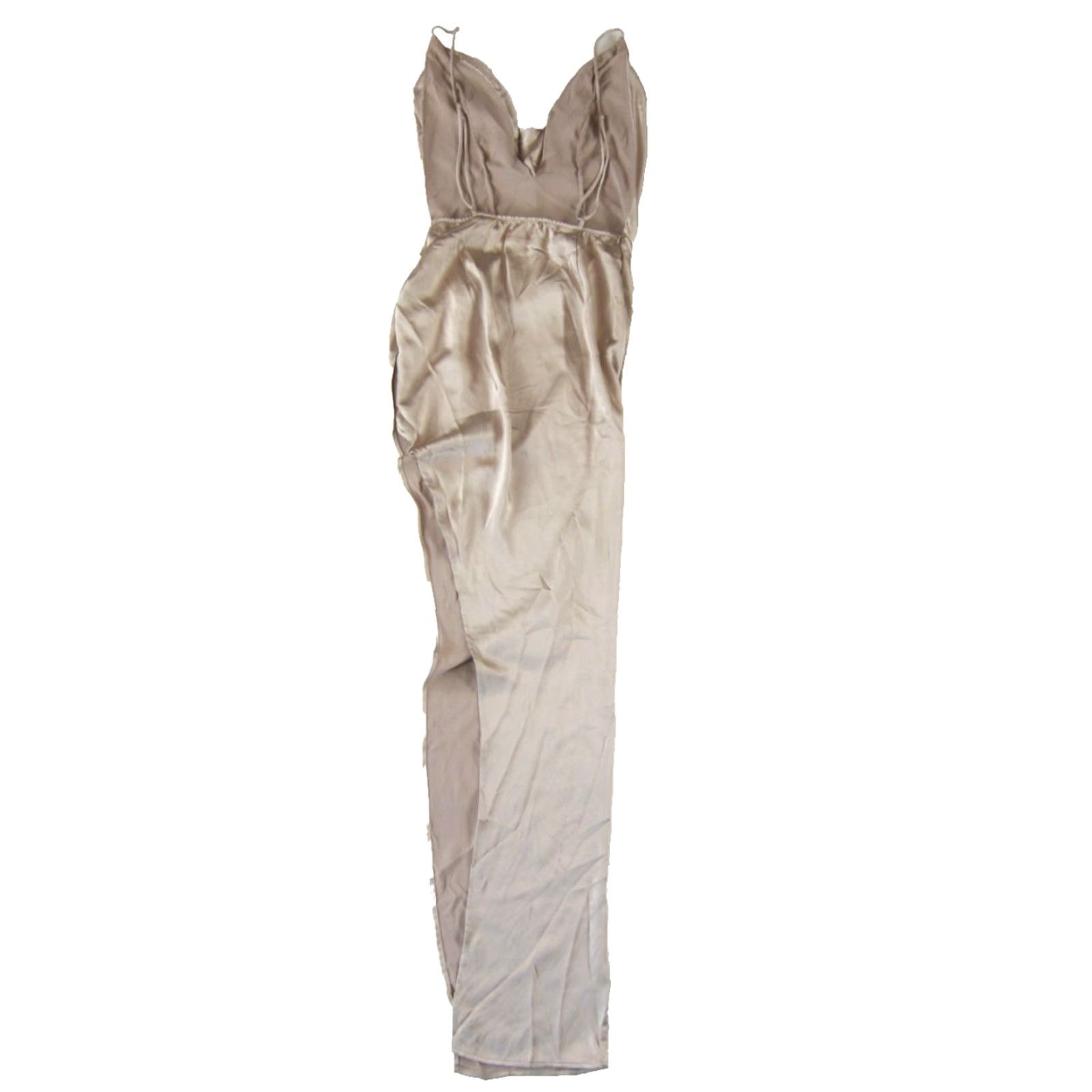 PrettyLittleThing Pretty Little Thing Naomi Campbell Silver Satin Strap Cowl Neck Maxi Dress 8 NWT Size M / US 6-8 / IT 42-44 - 2 Thumbnail