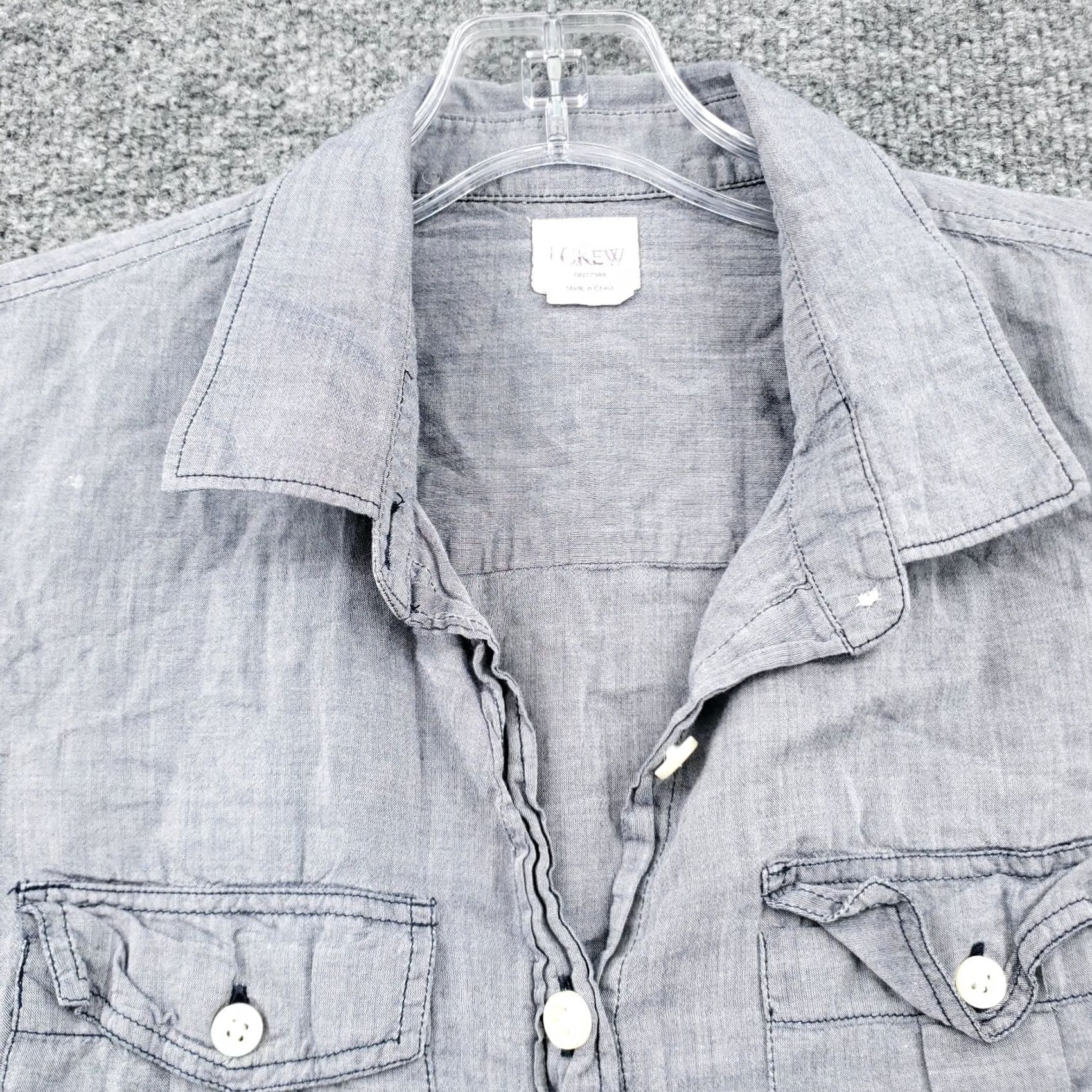 J.Crew J.CREW Shirt Womens XS Button-Up Gray Pockets Long Sleeve Cotton Size XS / US 0-2 / IT 36-38 - 5 Thumbnail