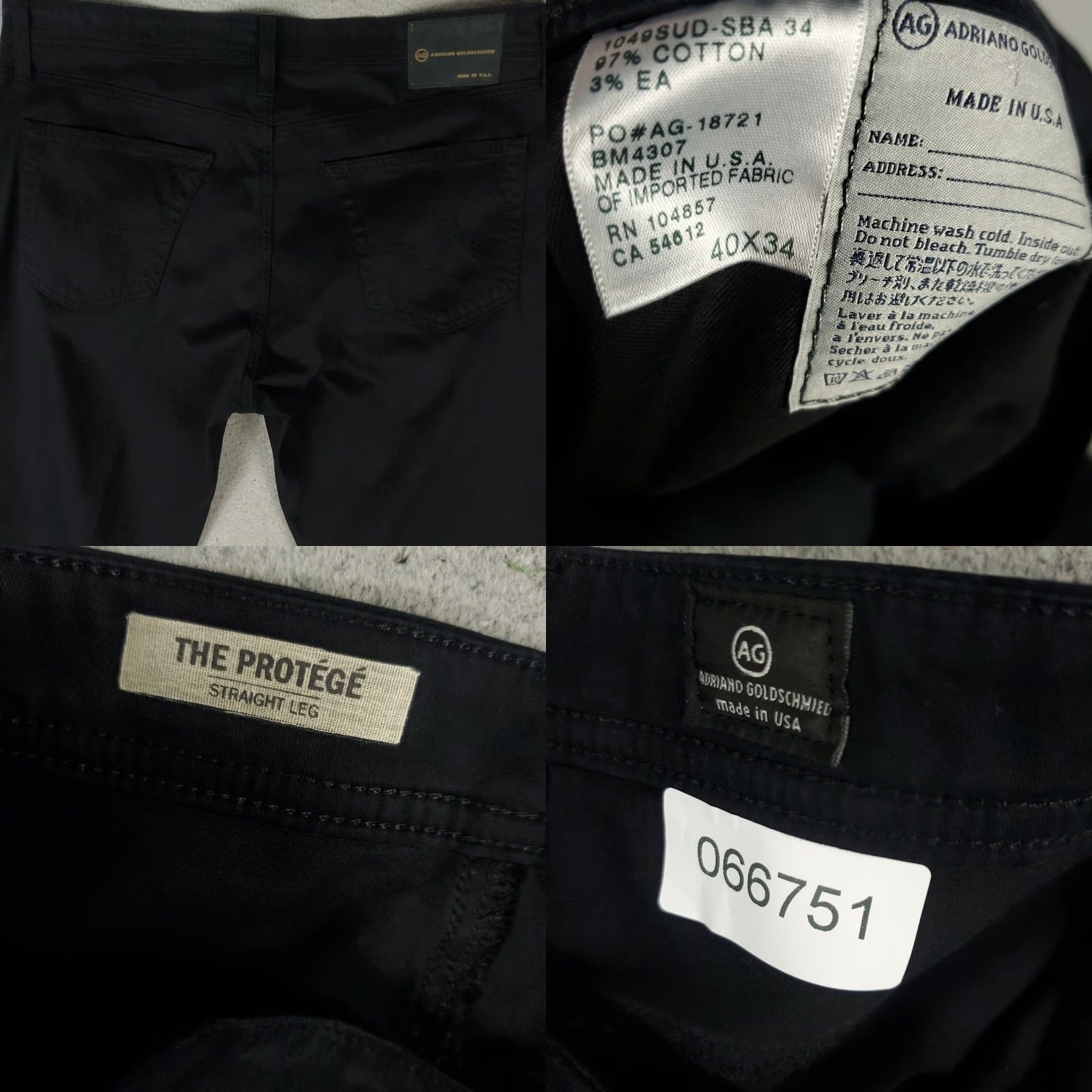 Vintage AG Adriano Goldschmied Jeans Mens 40x30 Black Protege Straight Leg Pants Size US 40 / EU 56 - 8 Thumbnail