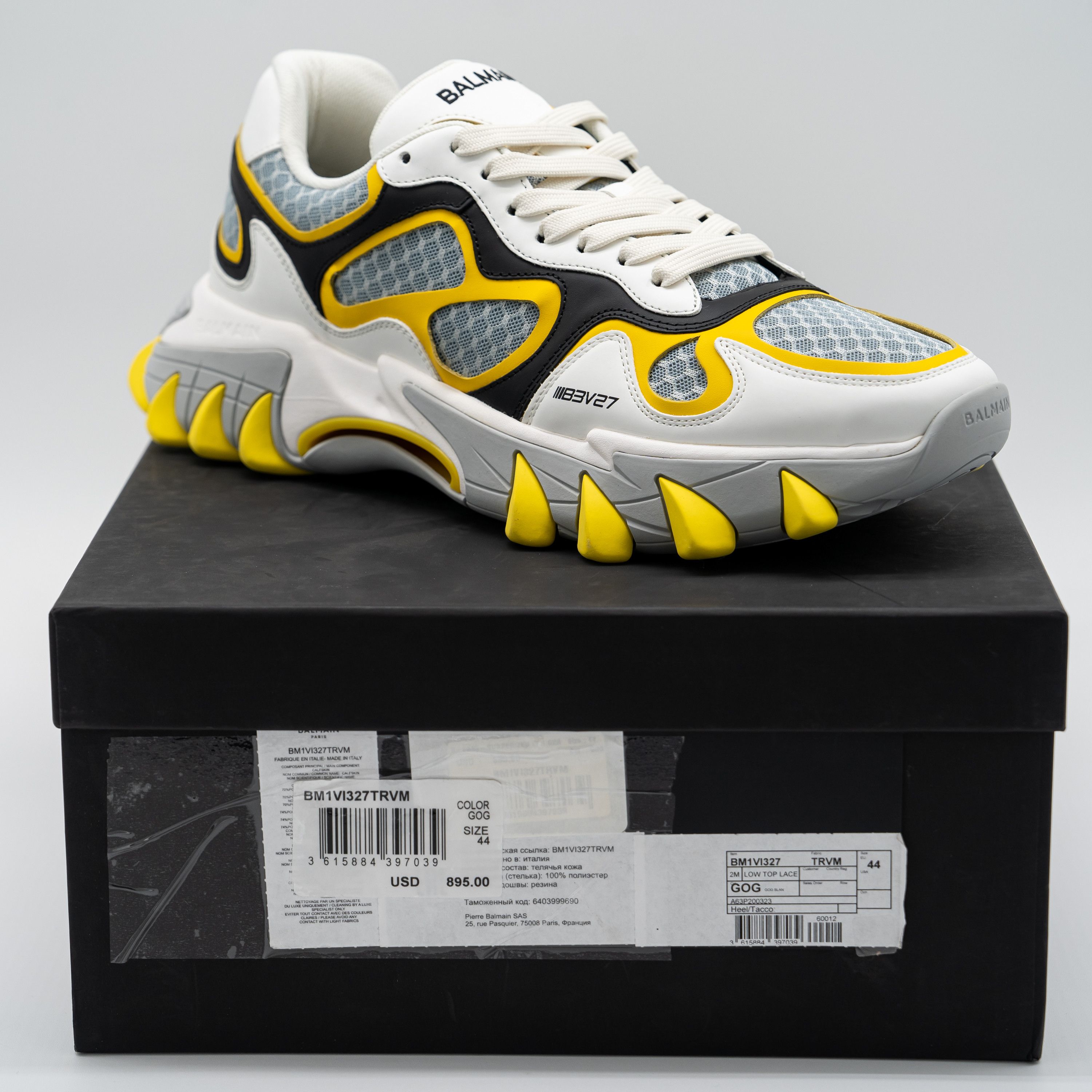 Balmain 44 11 US Balmain B-East White Black Yellow Sneakers Leather Size US 11 / EU 44 - 14 Thumbnail