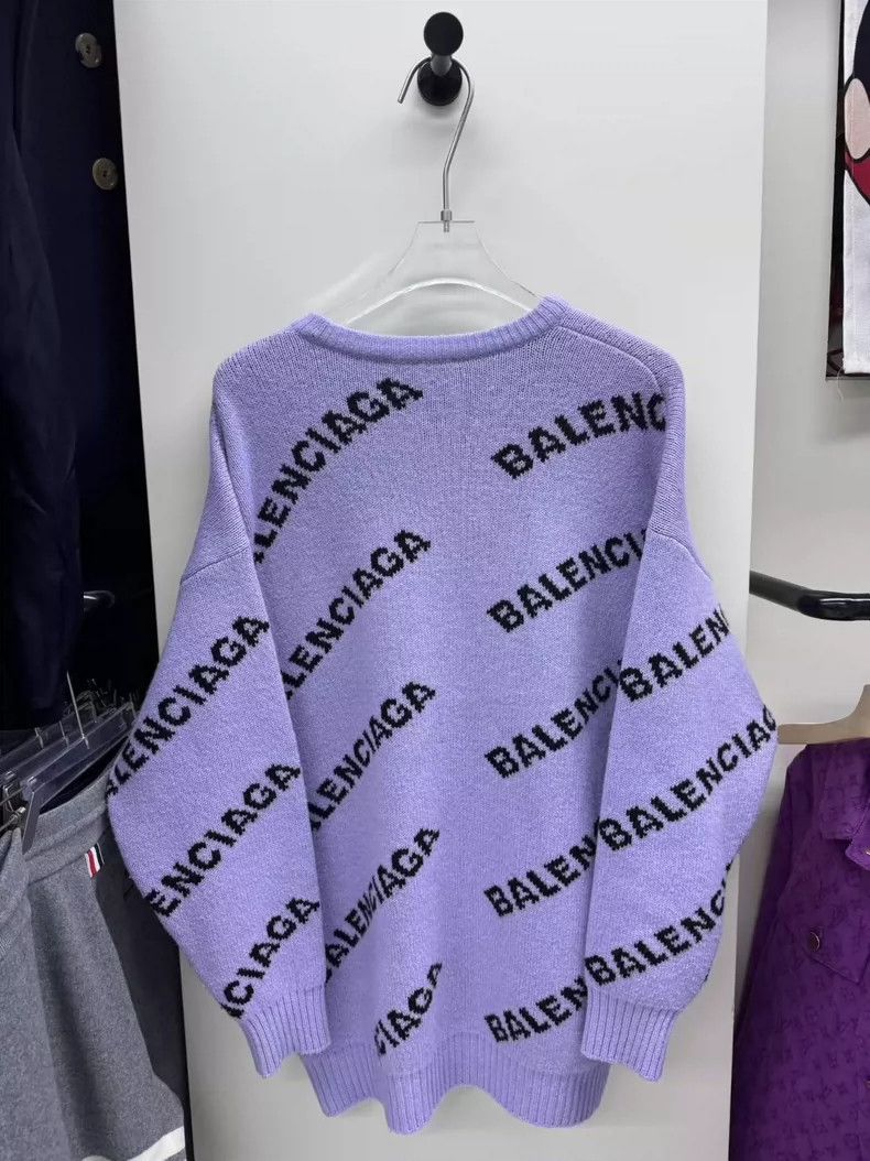 Balenciaga Balenciaga Taro purple bullet screen full letter knitted s Size L / US 10 / IT 46 - 2 Thumbnail