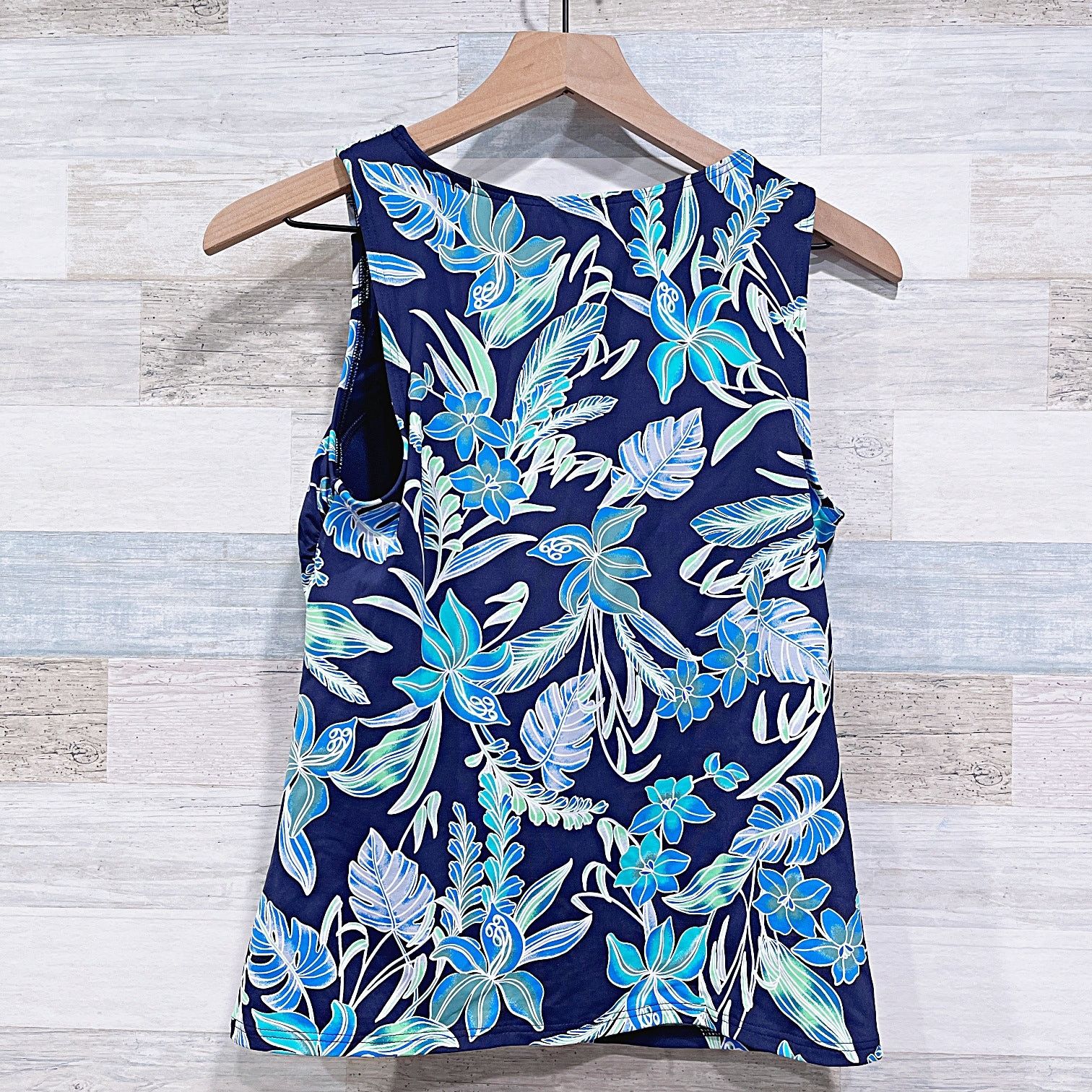 Lands' End Lands End Swim Tropical Floral Tankini Swim Top Blue 8 DDD Size ONE SIZE - 3 Thumbnail