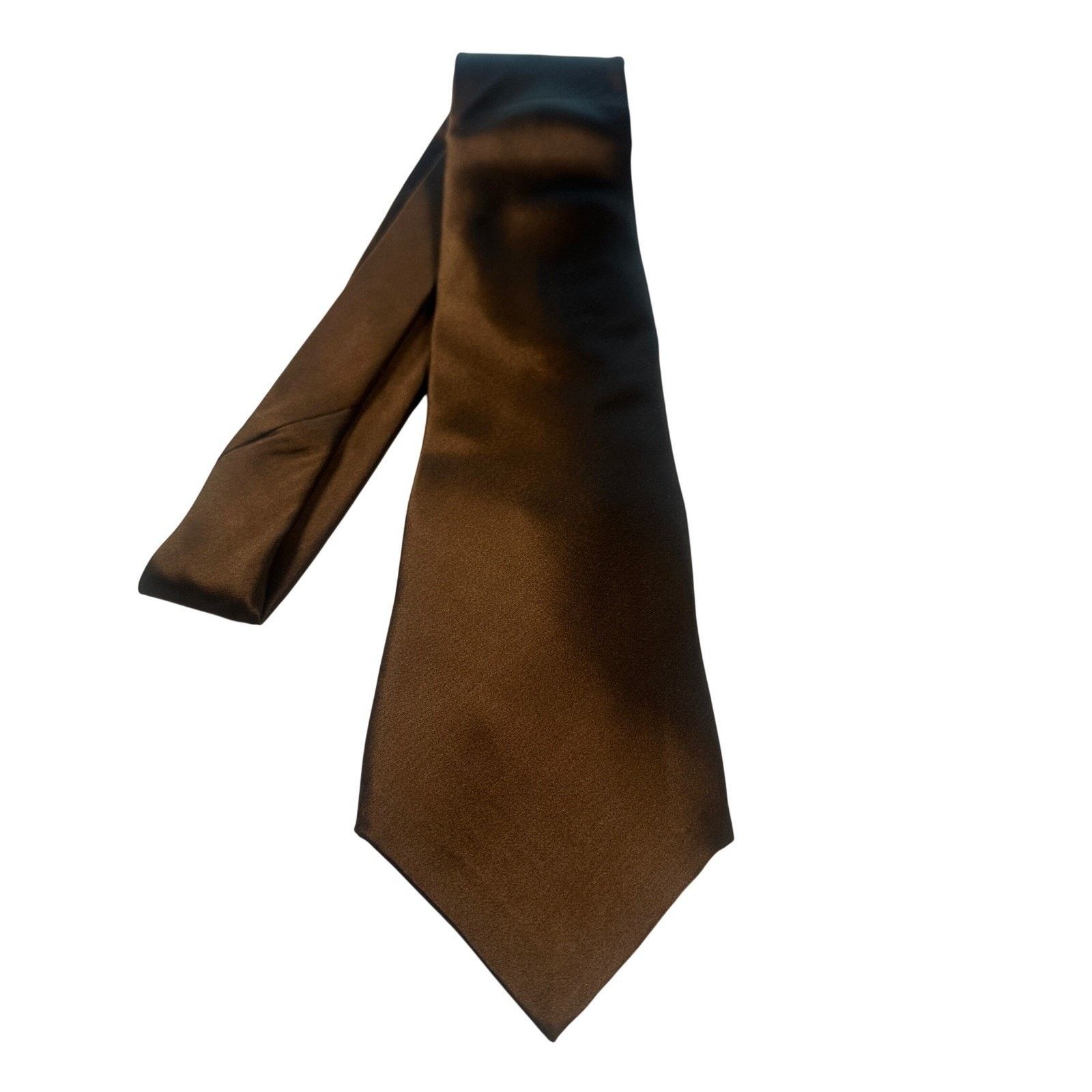 Paul Fredrick Paul Fredrick X-Long Brown Satin Silk Blend Dress Tie NWT Size ONE SIZE - 1 Thumbnail