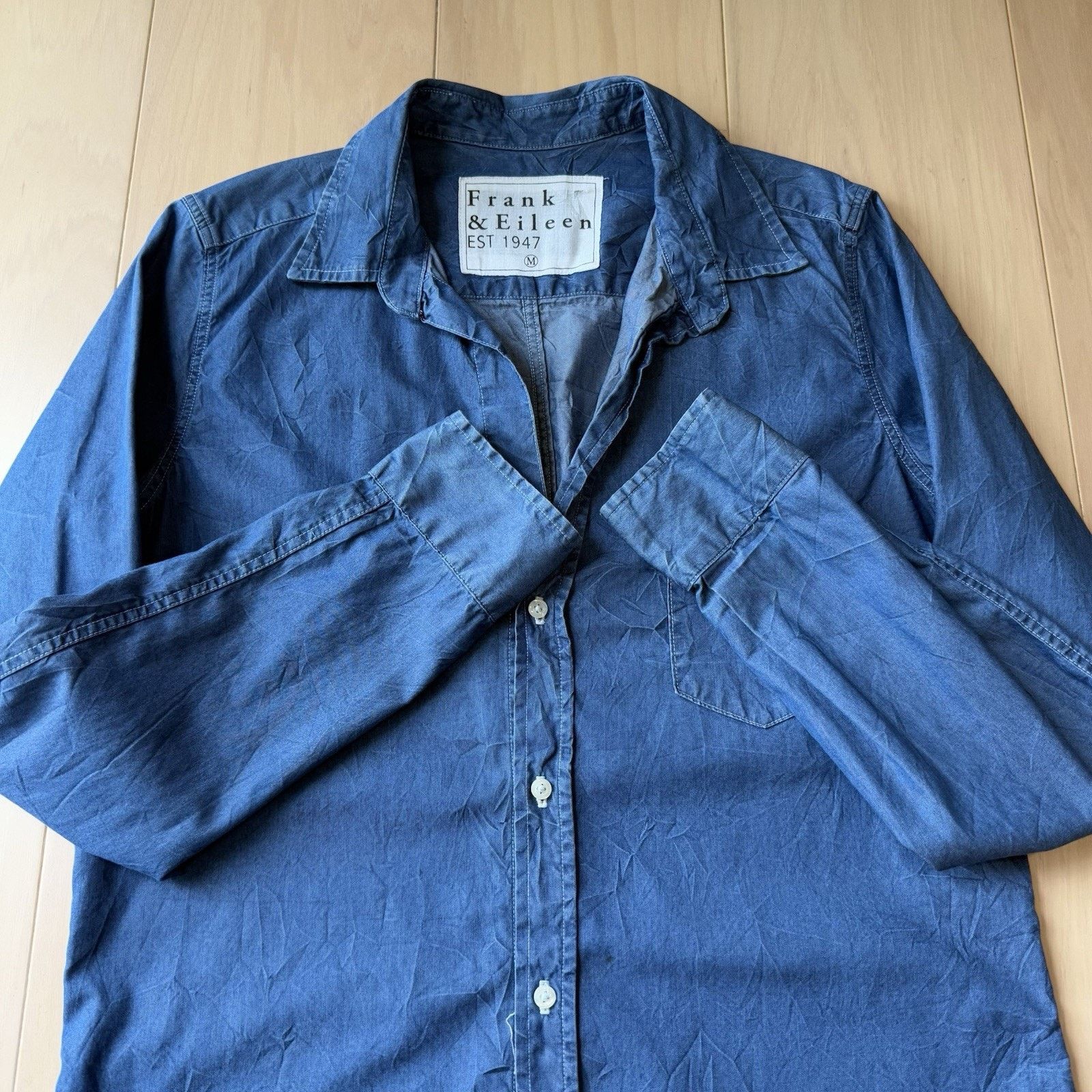 Frank & Eileen Frank & Eileen Shirt M Blue Barry Button Up Woven in Italy Size M / US 6-8 / IT 42-44 - 4 Thumbnail