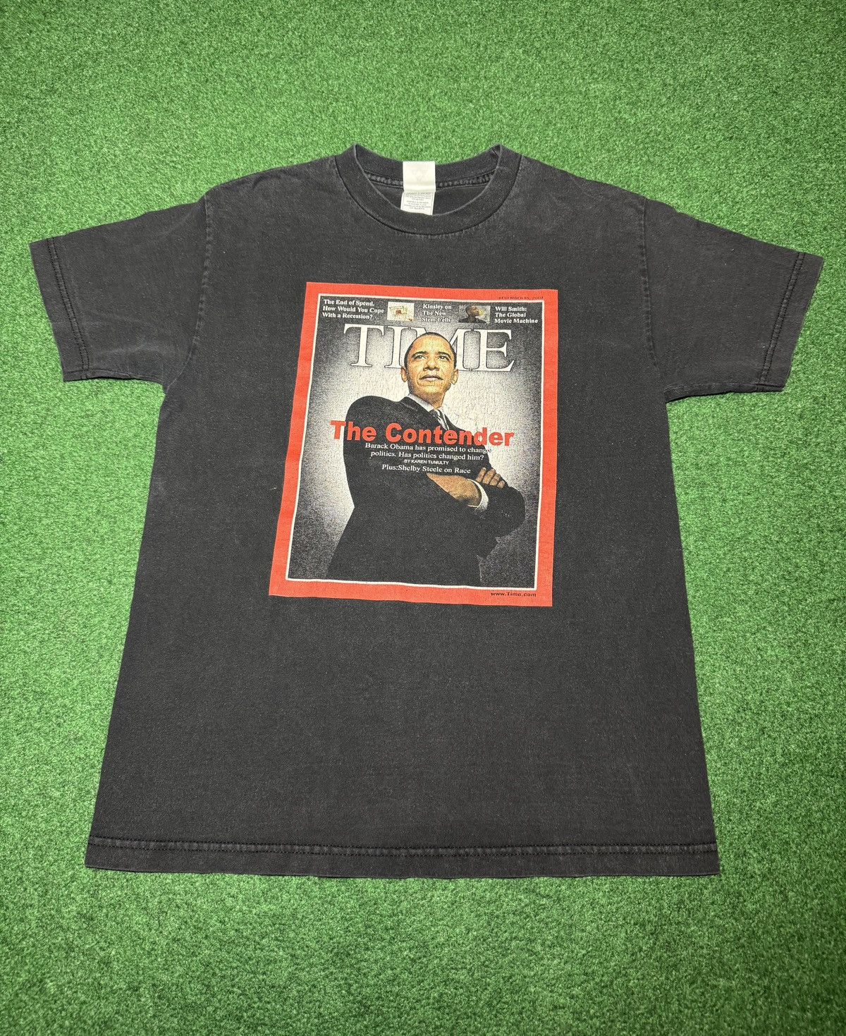 Vintage Vintage Obama Time Magazine Contender Black History T Shirt Size US M / EU 48-50 / 2 - 1 Thumbnail
