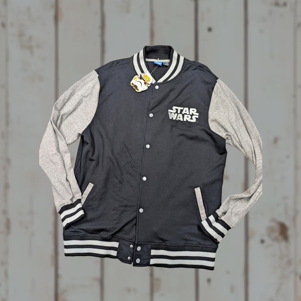 Star Wars Star Wars Jacket Mens XL Black Gray Varsity Fleece Snap Front Letterman NWT Size US XL / EU 56 / 4 - 1 Thumbnail