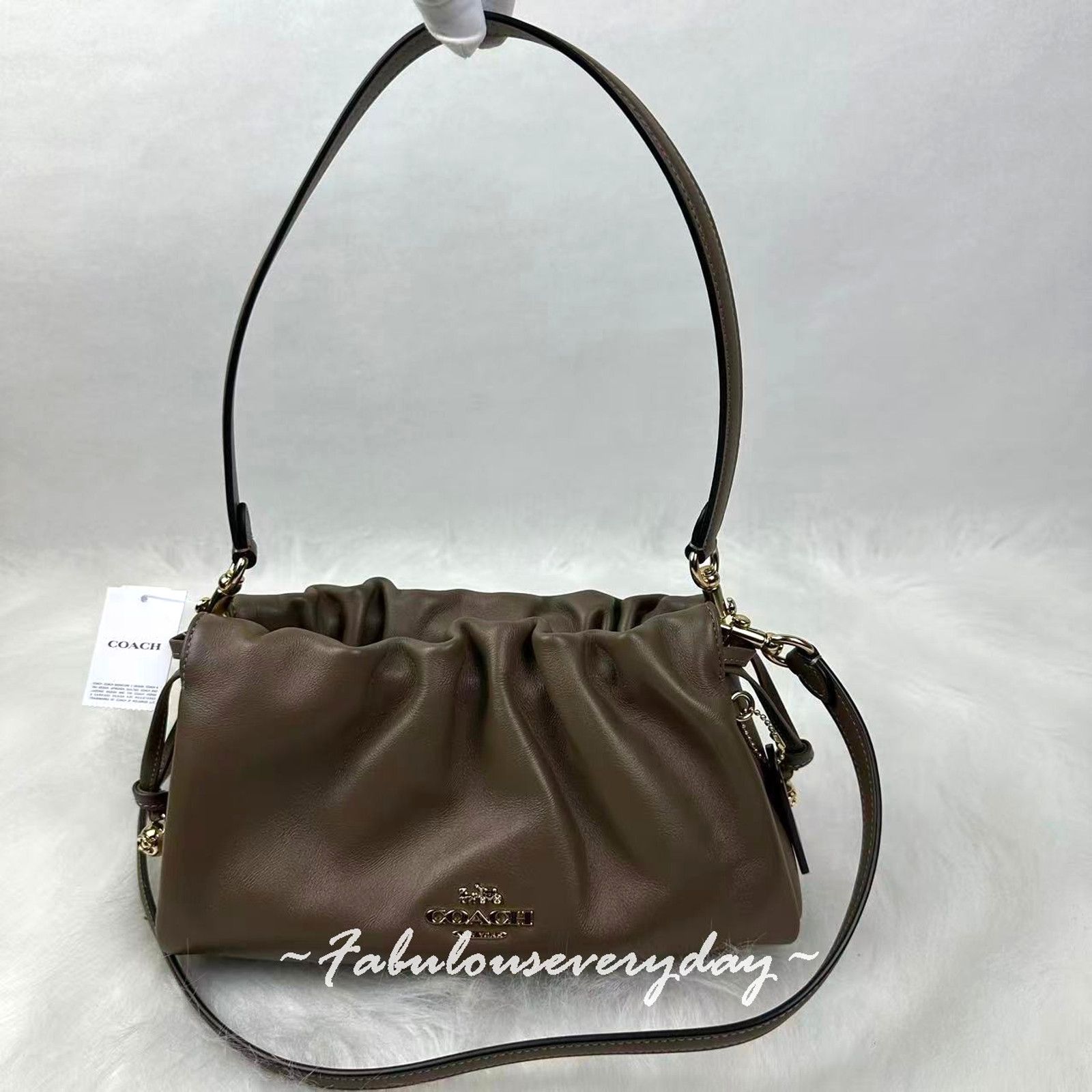Coach Coach Faye Shoulder Bag Ruching In Leather/Gold/Dark Stone Size ONE SIZE - 1 Thumbnail