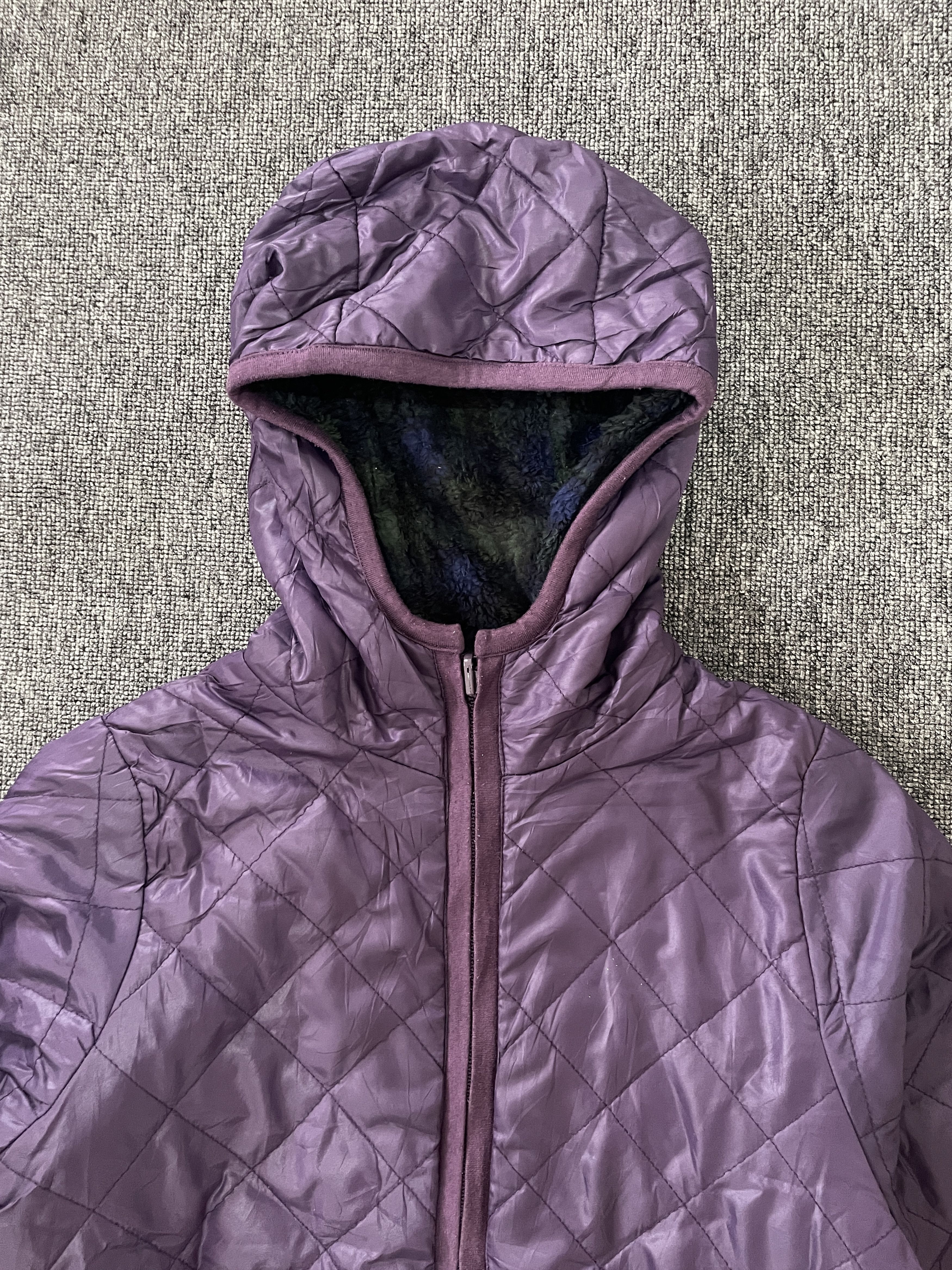 Japanese Brand Purple Diamond Quilted Reversible Hooded Puffy Jacket Size M / US 6-8 / IT 42-44 - 5 Thumbnail