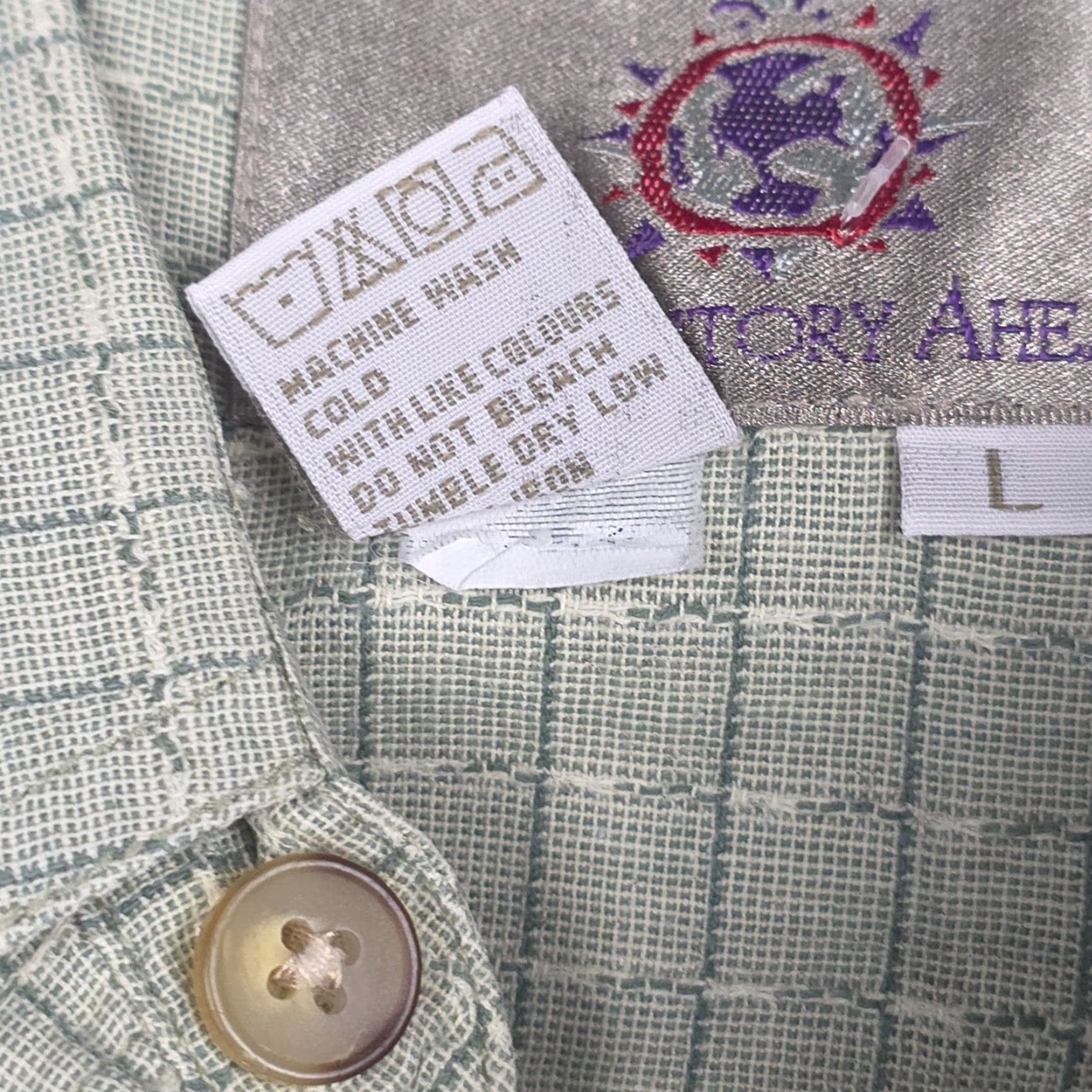 The Territory Ahead Territory Ahead Shirt Men's Large Green White Woven Textured Cotton Button-Up Short Sleeve Plaid Size US L / EU 52-54 / 3 - 6 Thumbnail