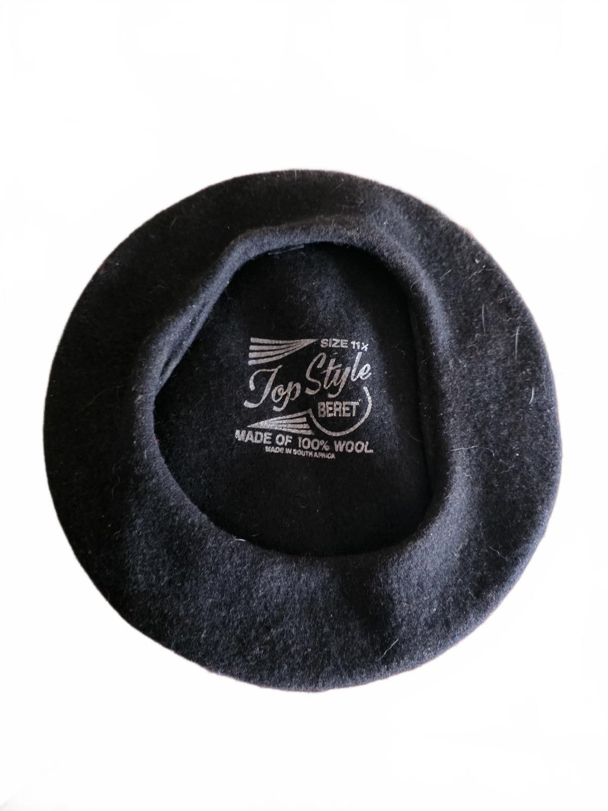 Other Vintage Top Style Black Wool Beret Hat Sz 11.5 South Africa Size ONE SIZE - 6 Thumbnail